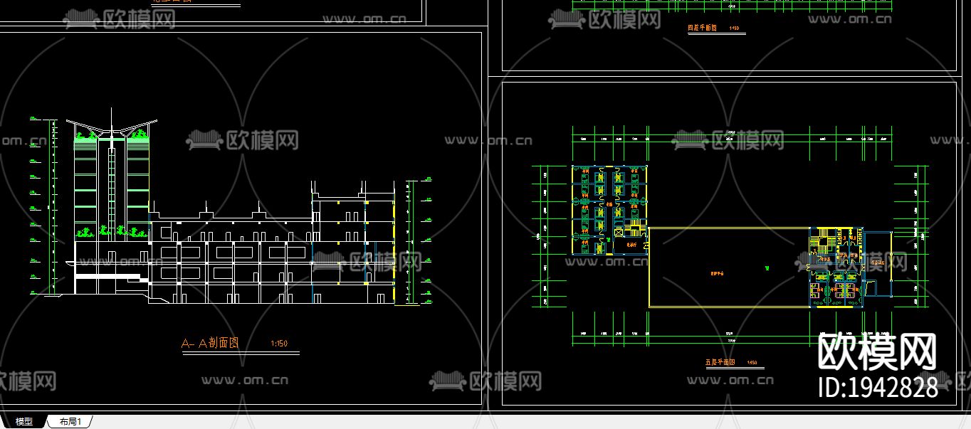 某宾馆cad施工图下载（渲染图2）