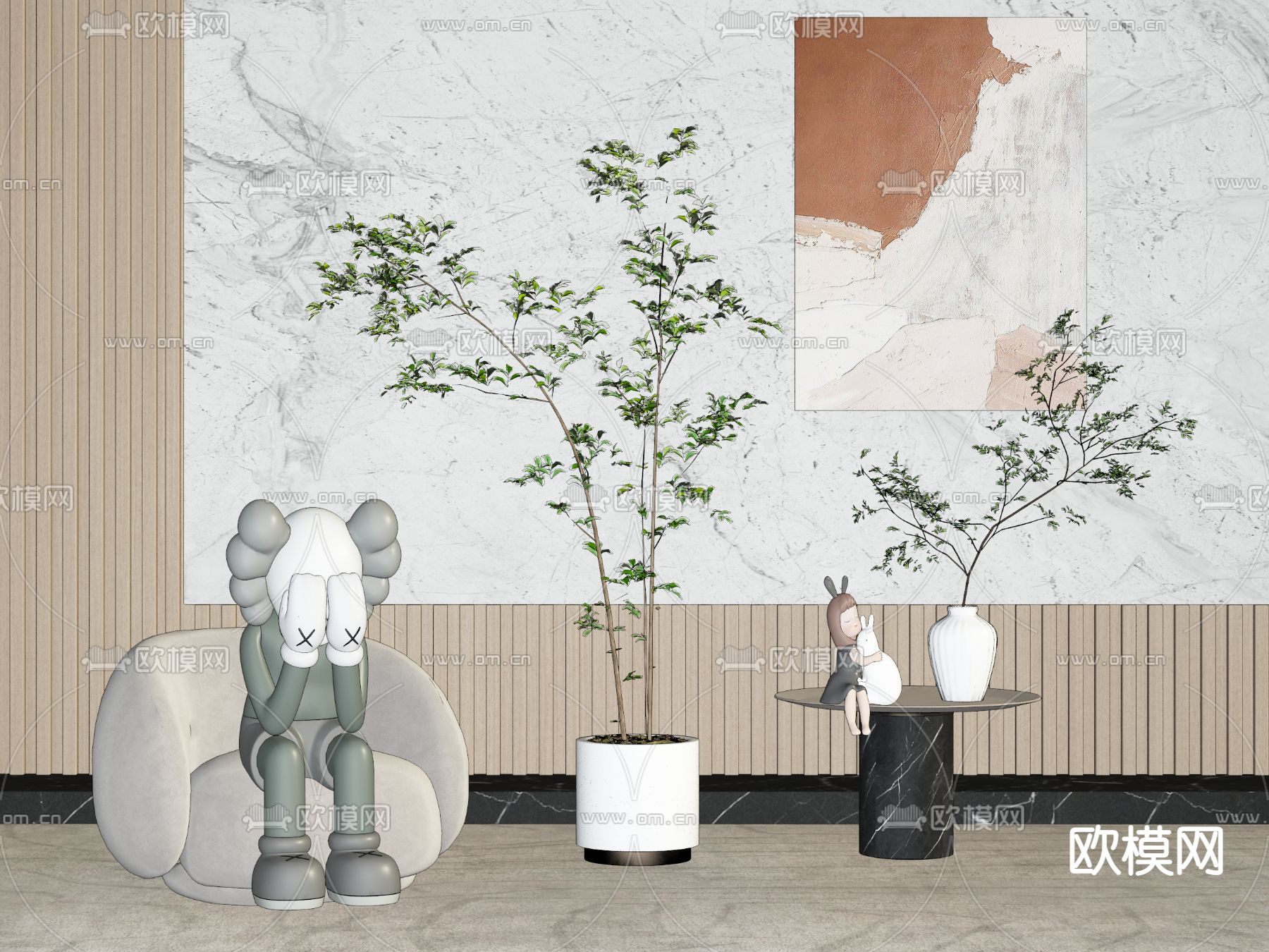 现代绿植盆栽su模型下载（渲染图2）