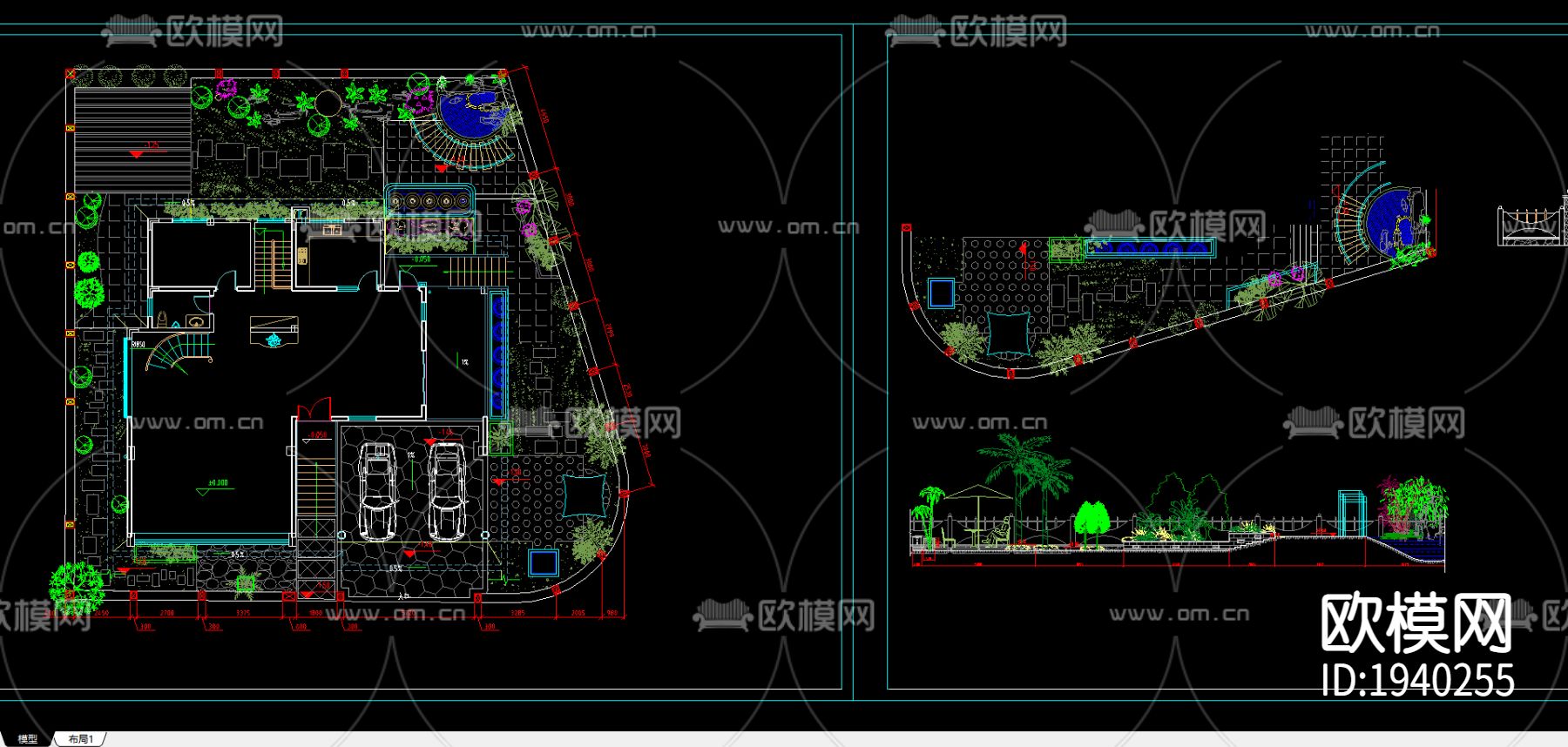 别墅区的景观设计图下载（渲染图2）