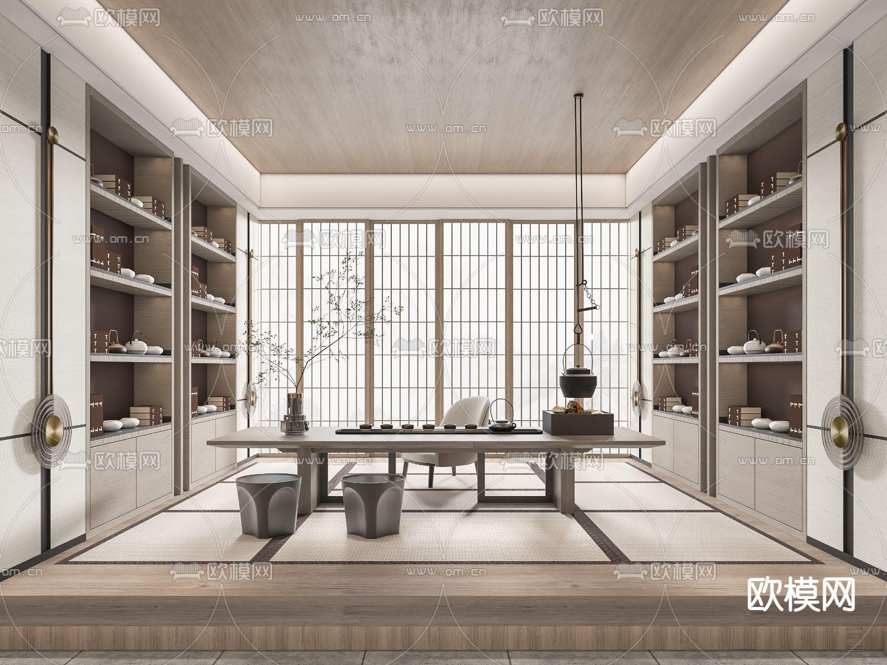 日式榻榻米茶室3d模型下载