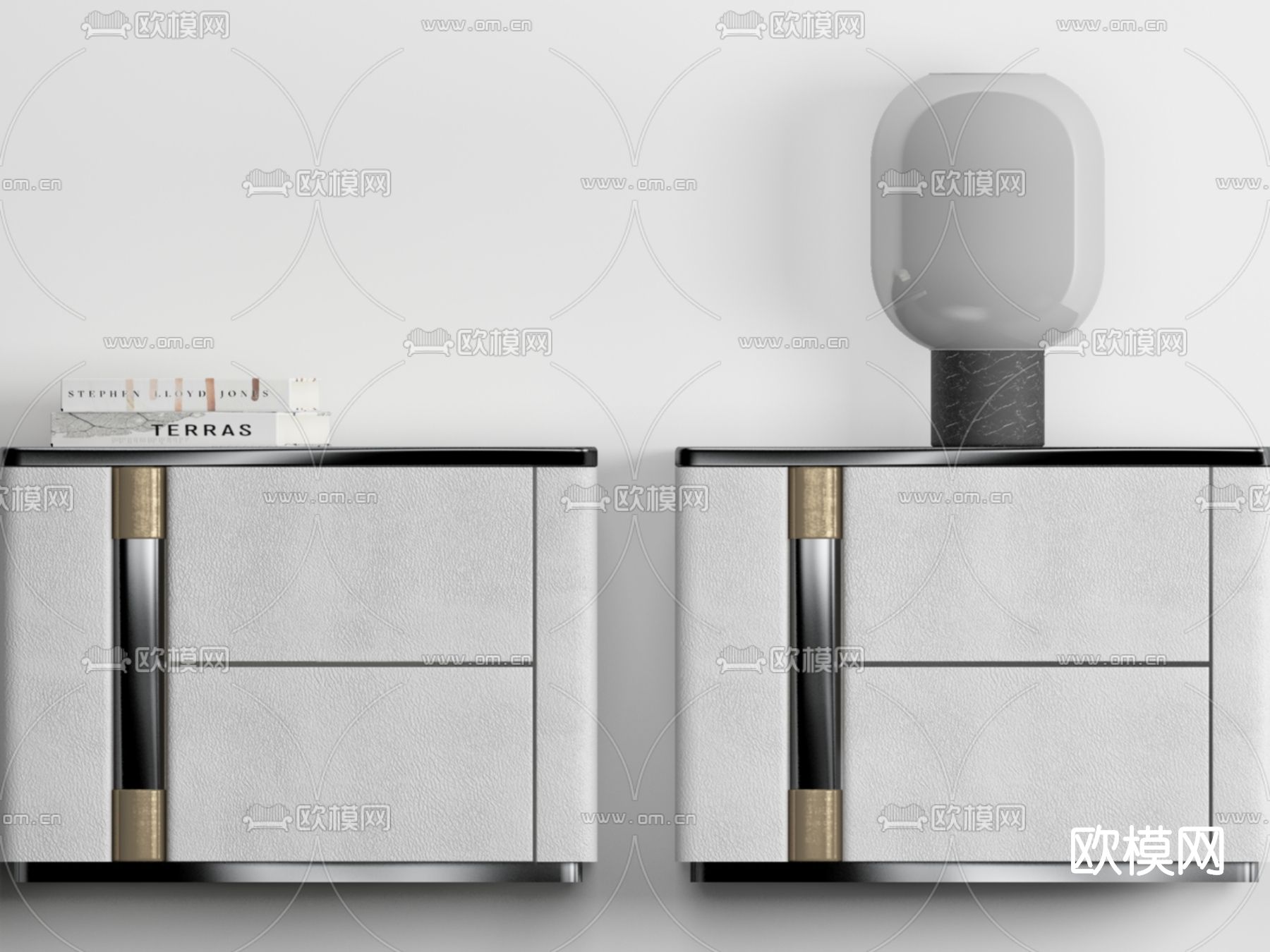 现代轻奢床头柜免费3d模型下载