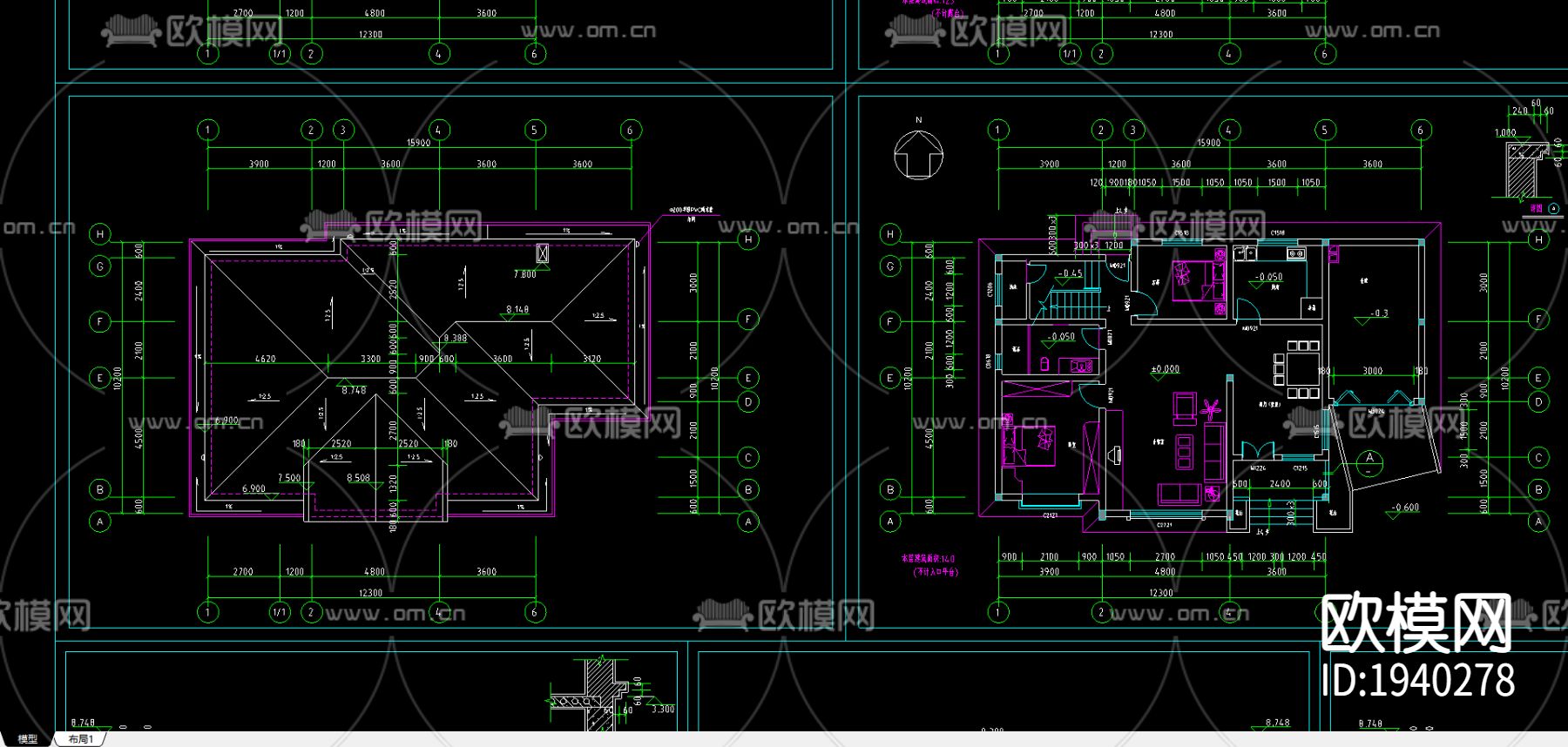 农村民居施工图下载（渲染图1）