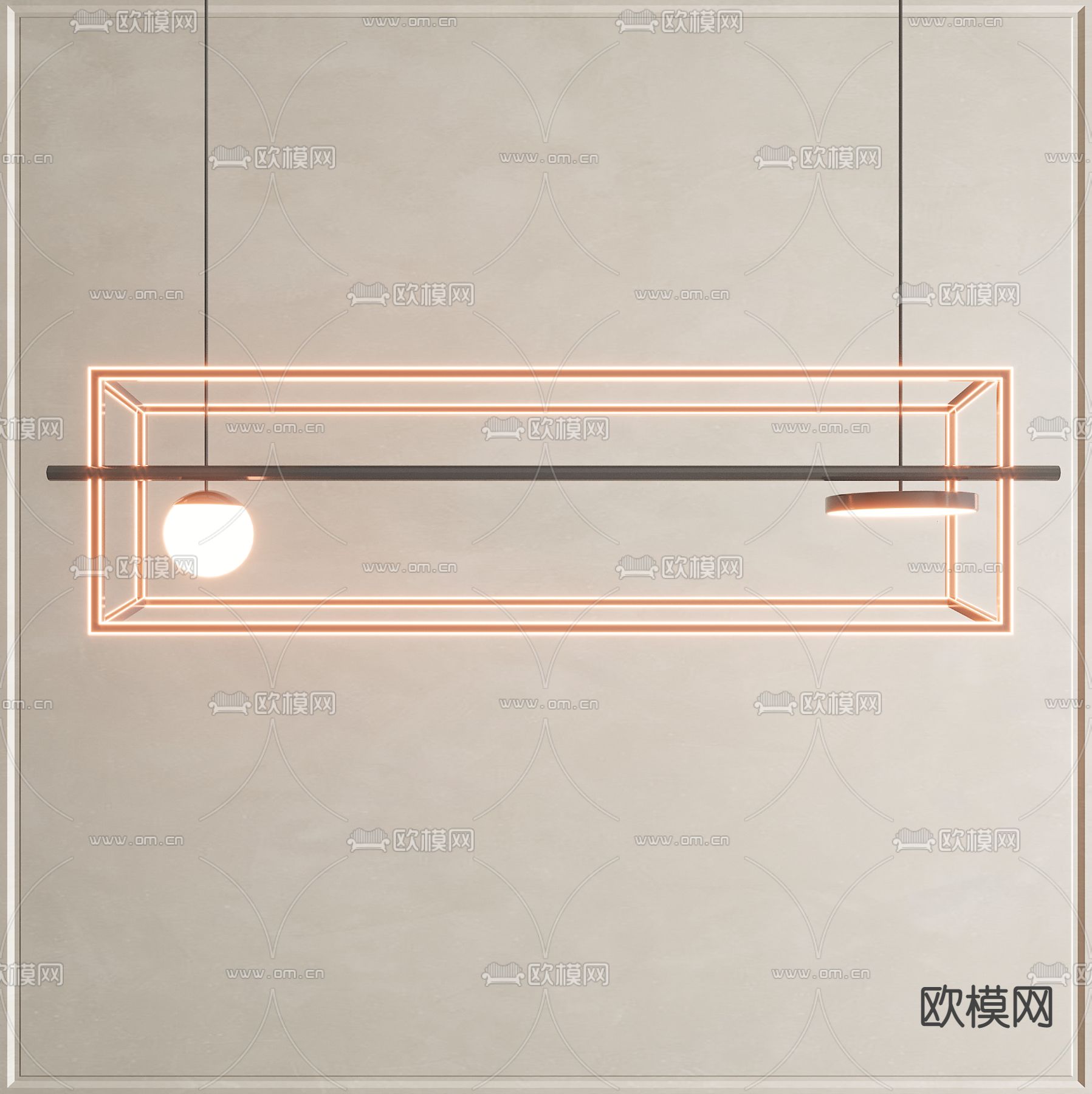现代条形吊灯3d模型下载_ID11793052_3dmax免费模型-欧模网