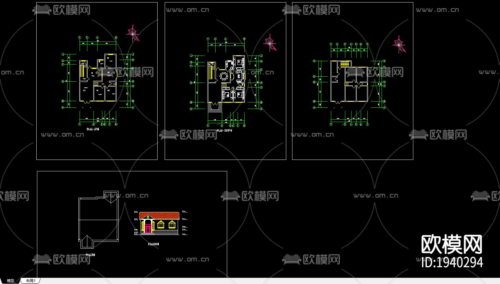 农家小型住宅建筑图下载（渲染图2）