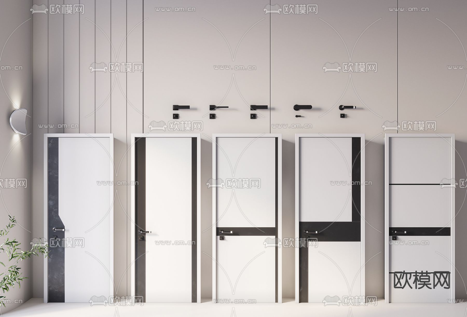 现代烤漆房门单开门3d模型下载