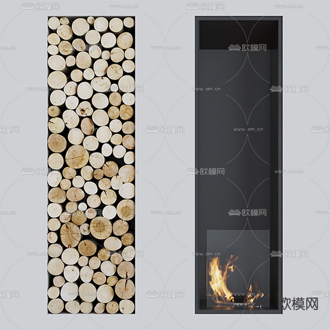 现代壁炉3d模型下载（渲染图1）
