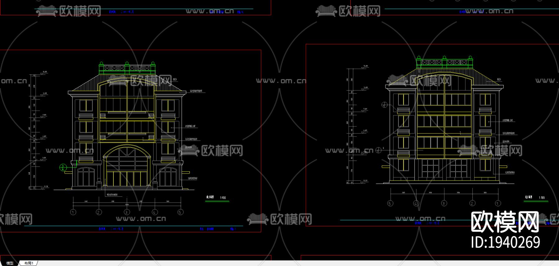 某5层私宅建筑施工图下载（渲染图1）