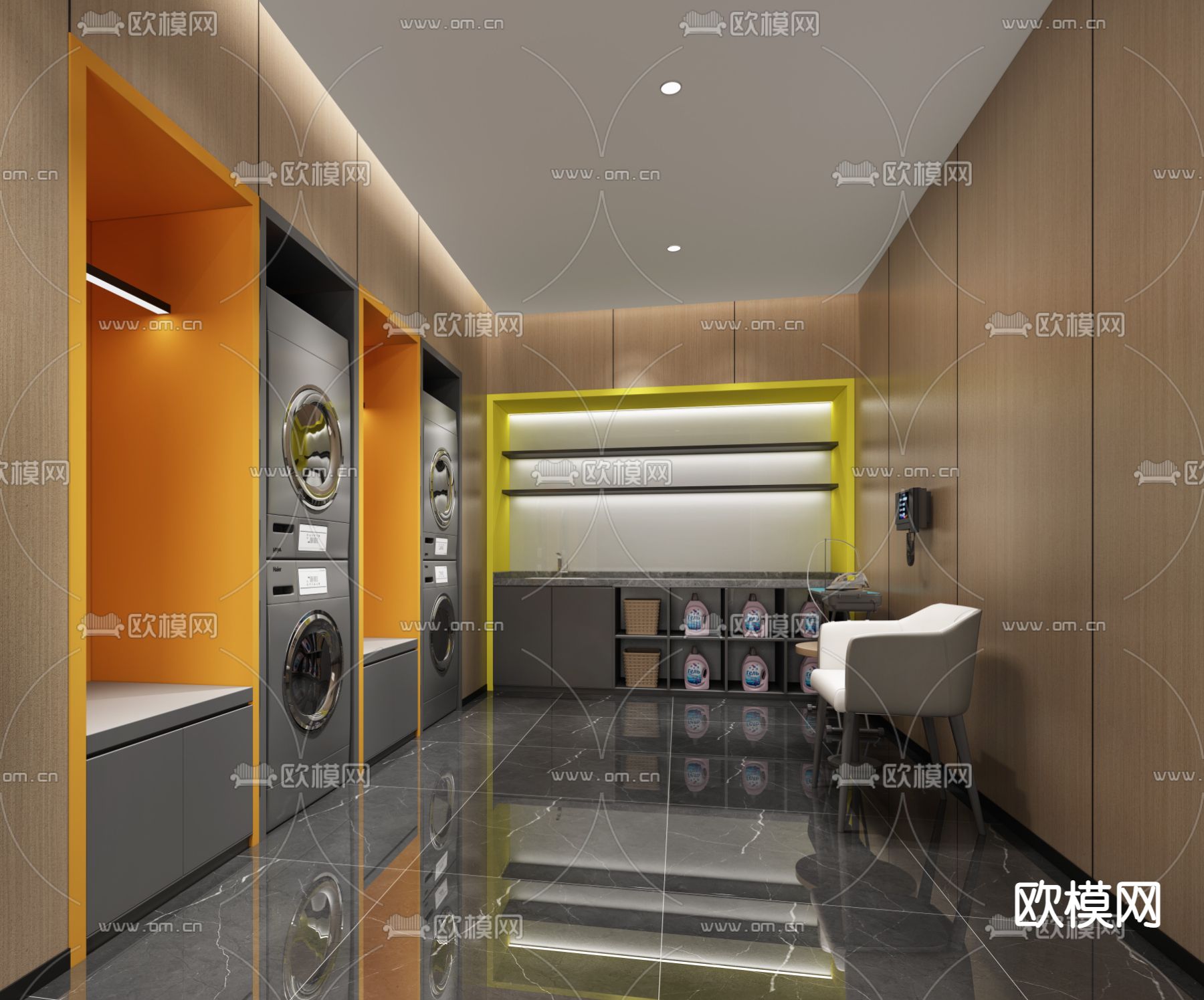 现代洗衣店洗衣房3d模型下载