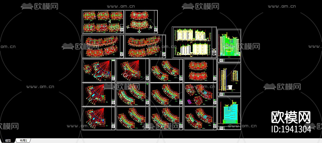 高层商住楼建筑cad施工图下载（渲染图2）