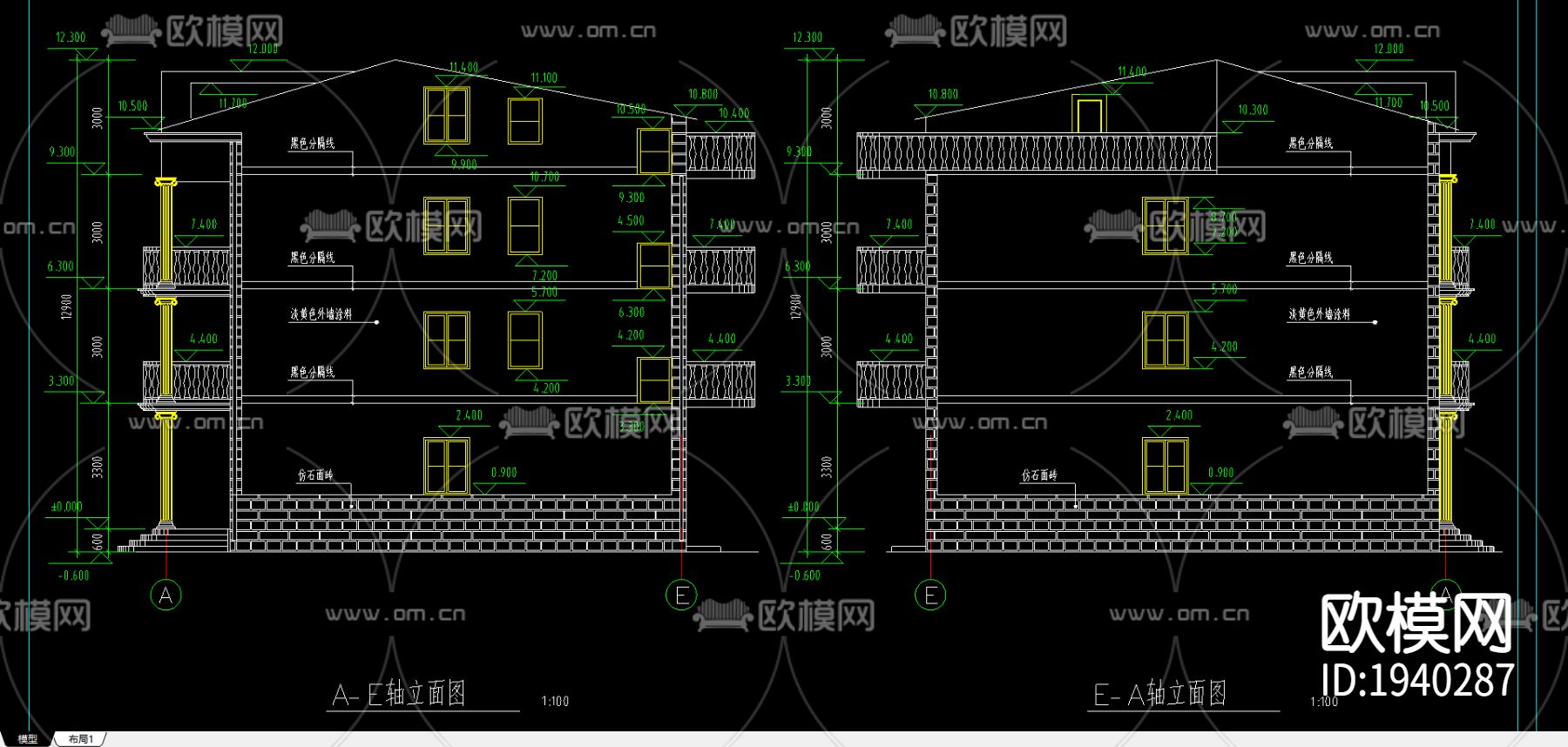 新农村住宅设计方案下载（渲染图1）