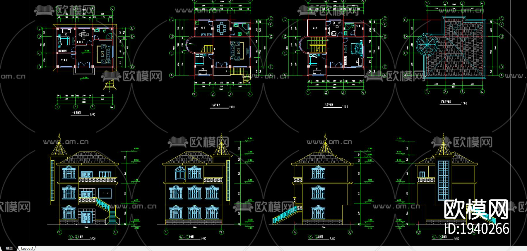 农村别墅设计图下载（渲染图3）