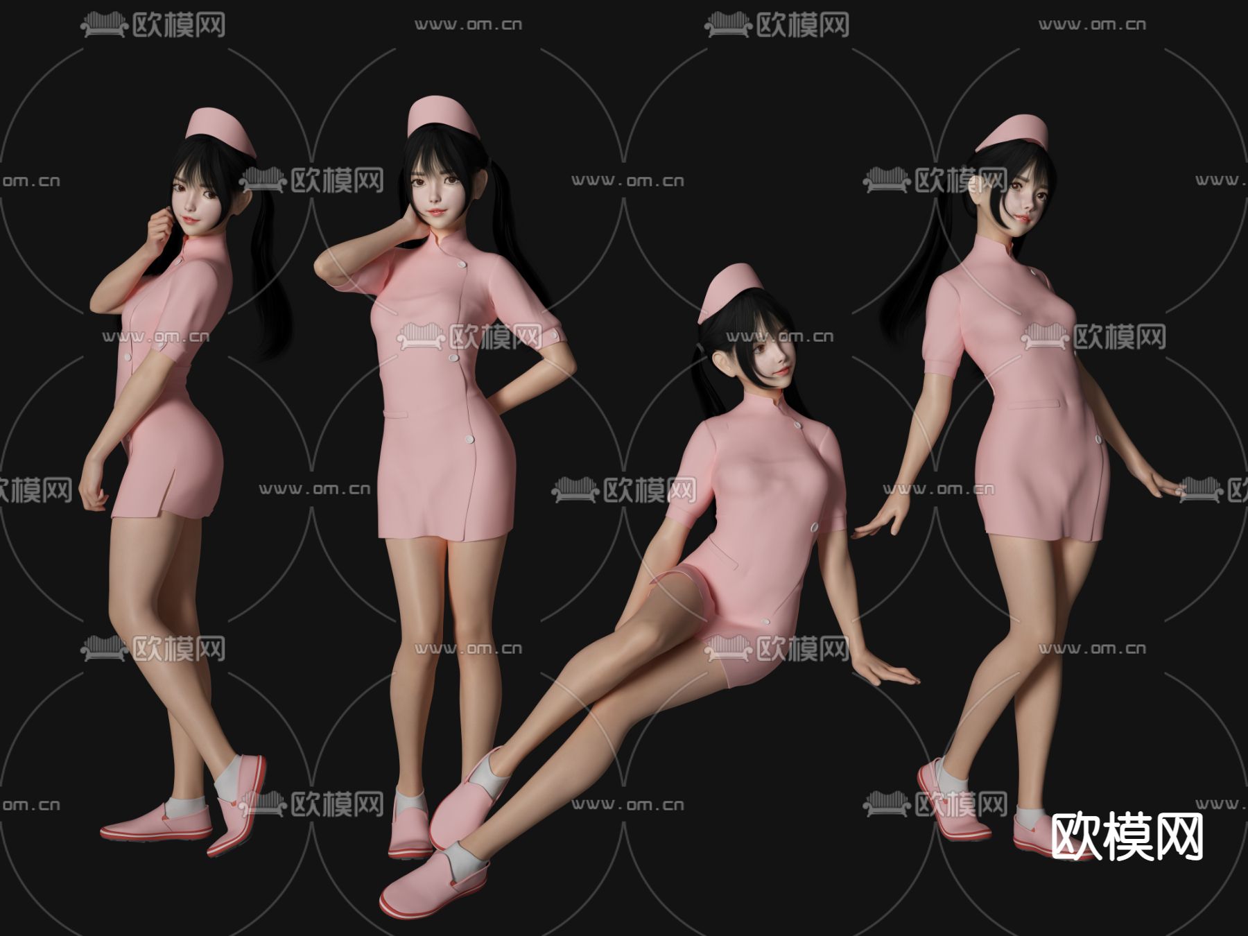 现代护士美女人物3d模型下载