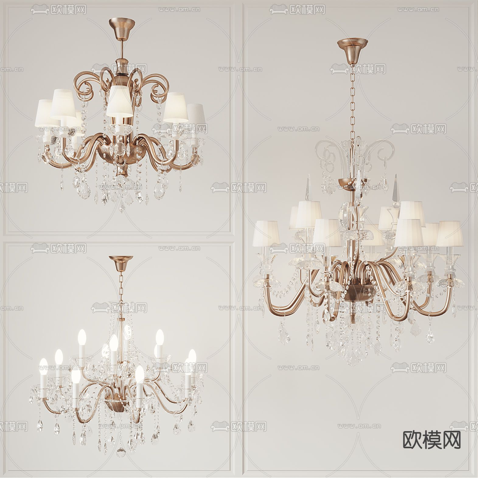 欧式吊灯su模型下载（渲染图1）