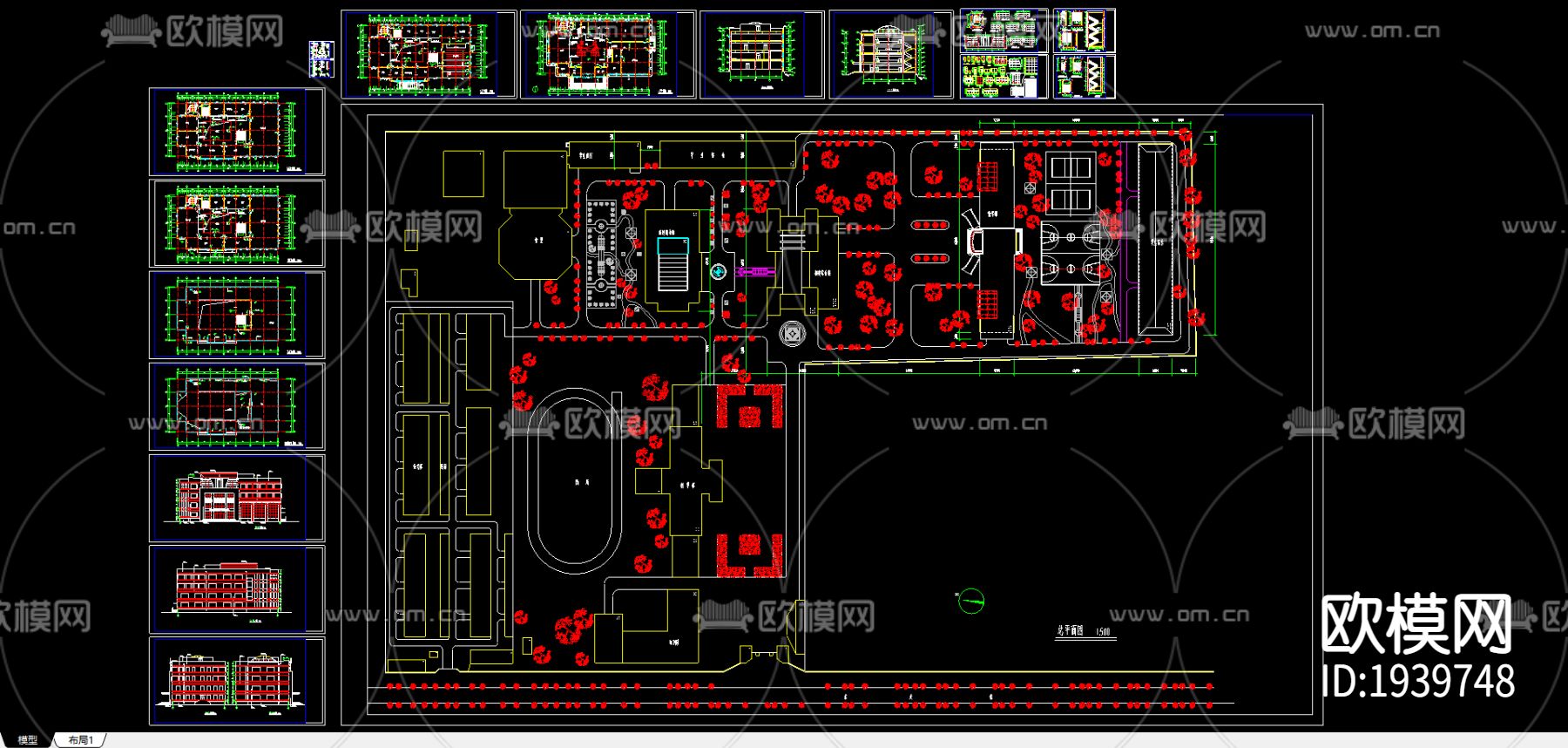 某学校图书馆建筑图下载（渲染图2）