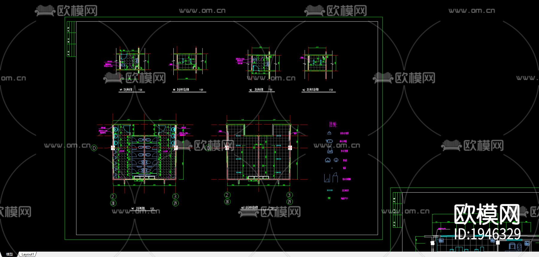大型办公式酒店cad施工图下载（渲染图3）