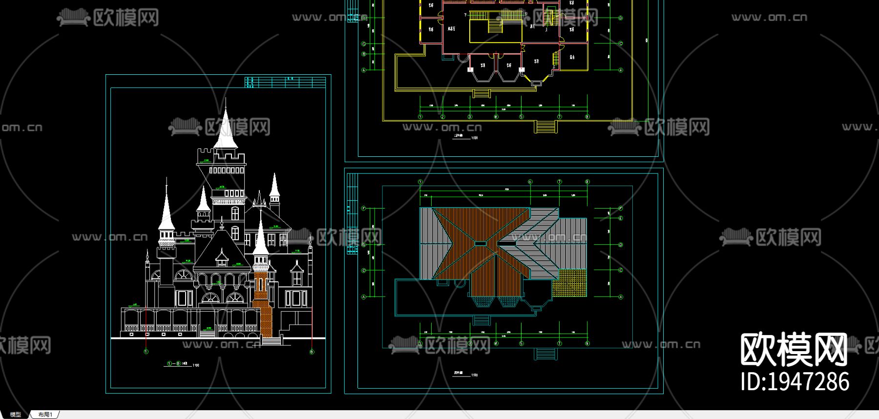 情人堡cad施工图下载（渲染图1）