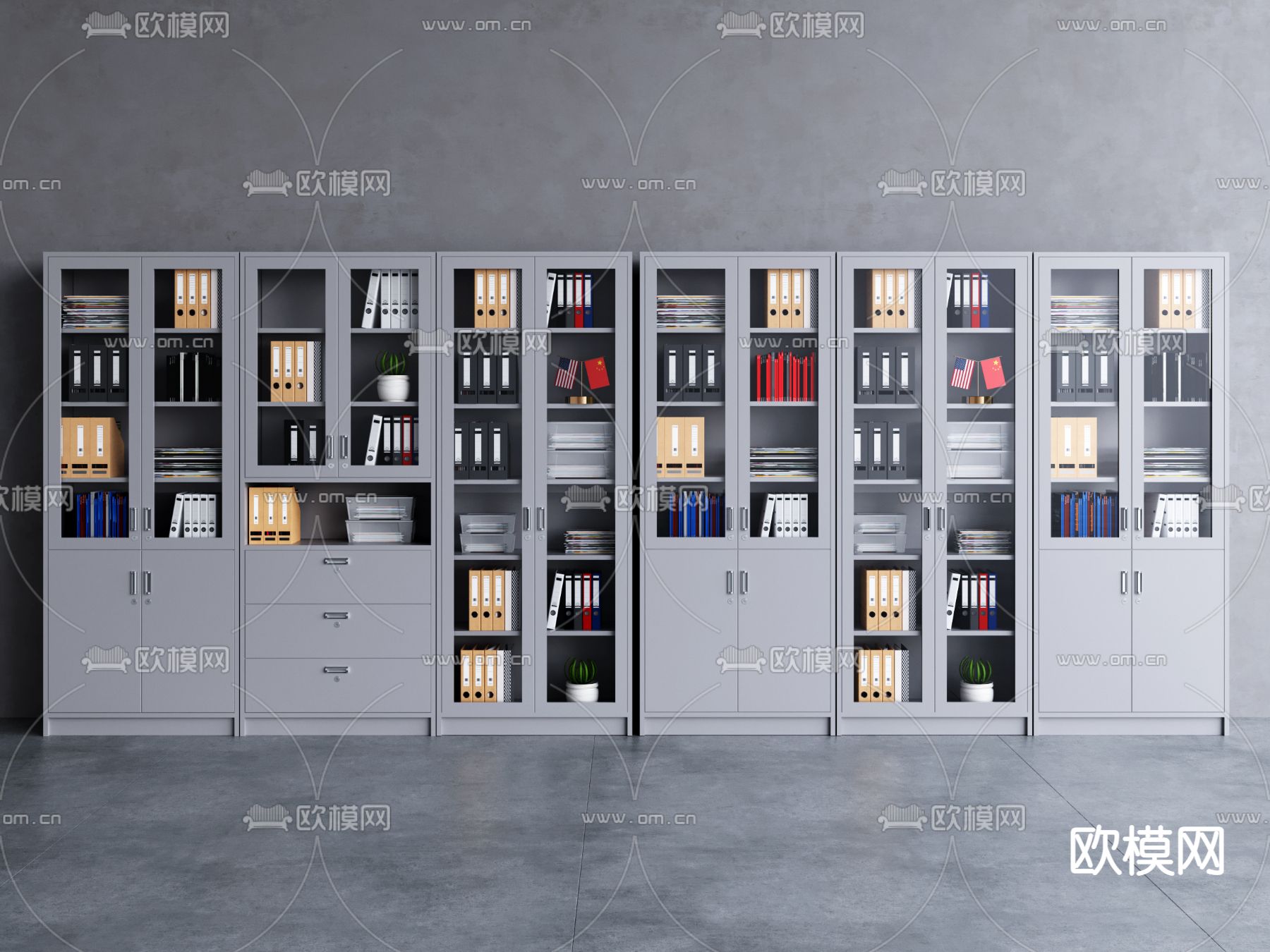 现代铁皮文件柜3d模型下载