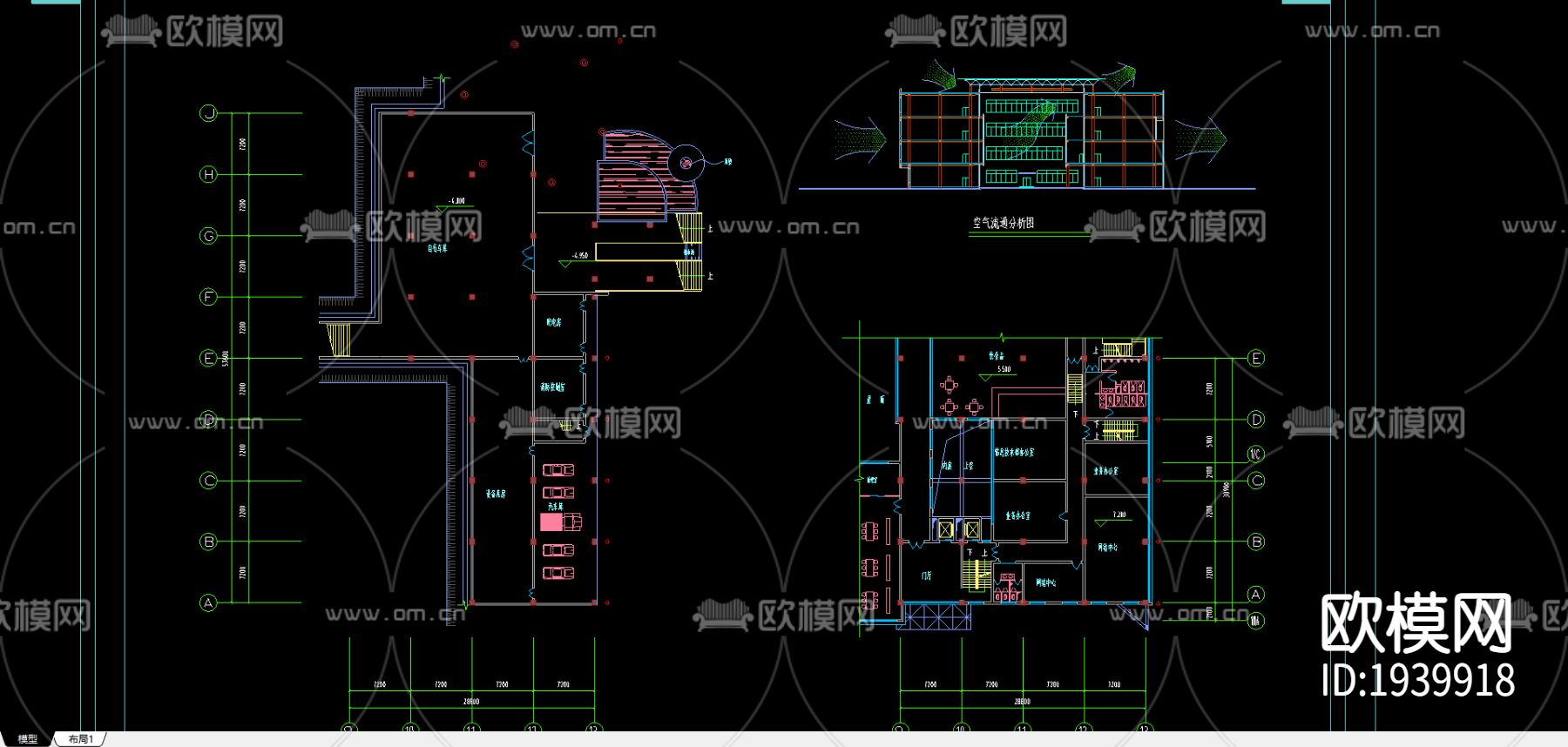 四川农大图书馆CAD施工图下载（渲染图1）