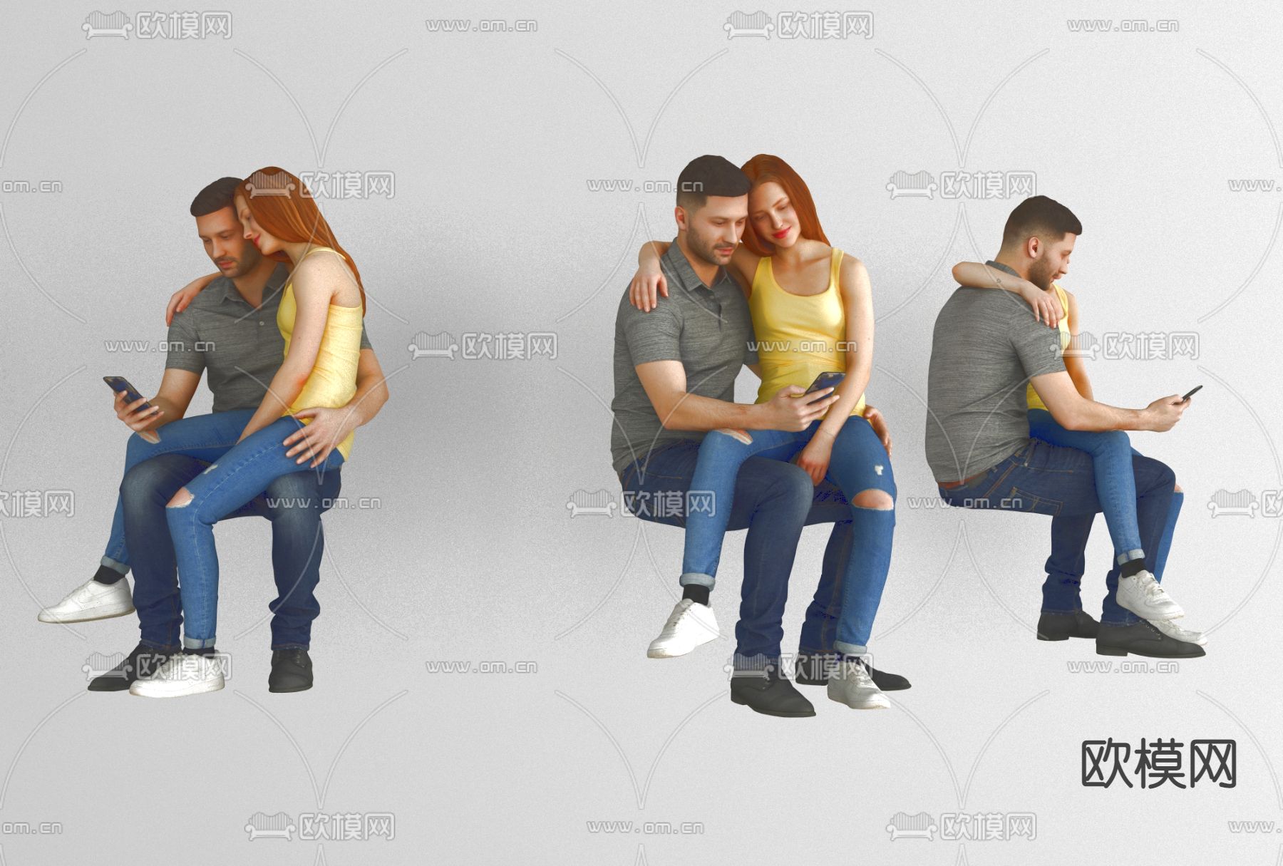 现代情侣人物免费3d模型下载