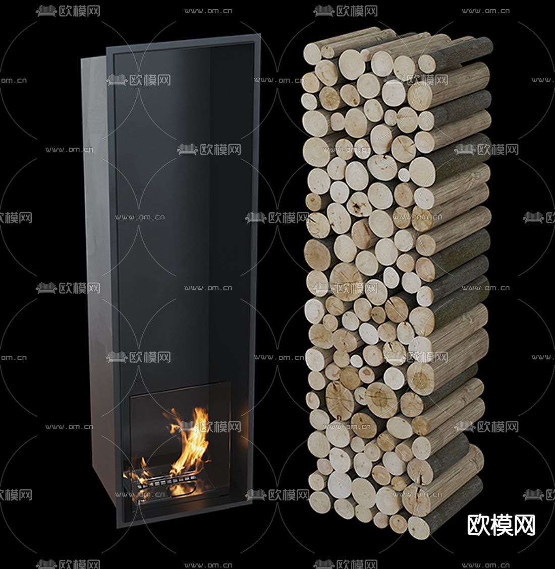 现代壁炉3d模型下载（渲染图3）