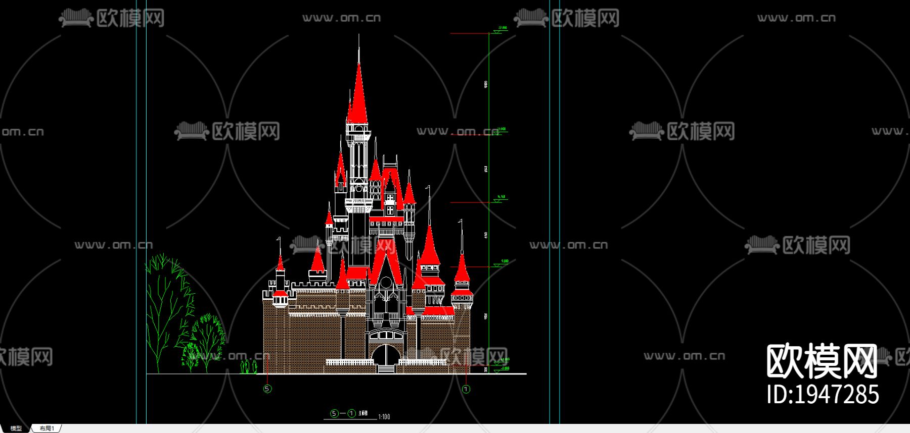欢乐堡cad施工图下载（渲染图2）
