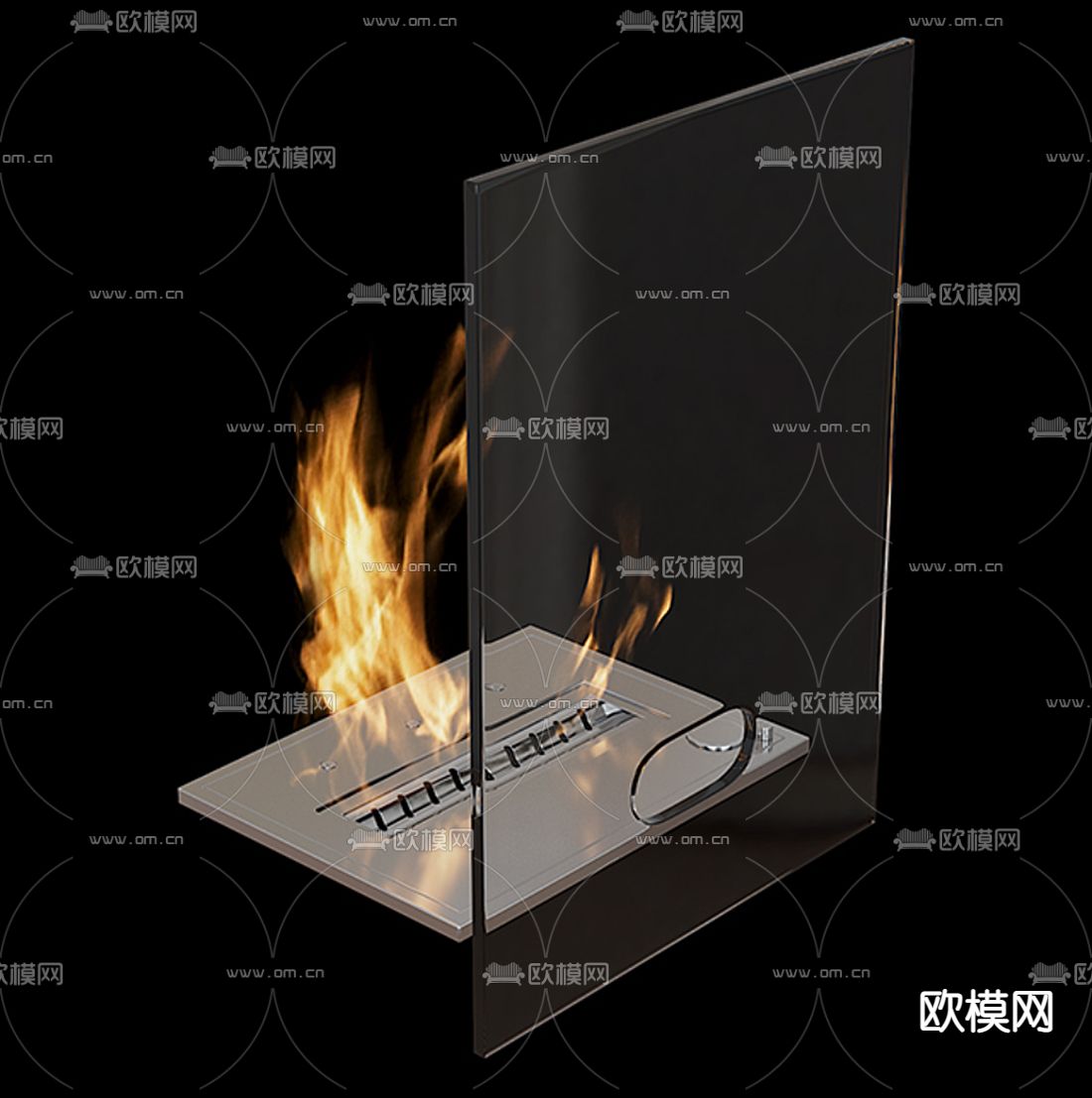现代壁炉3d模型下载（渲染图2）
