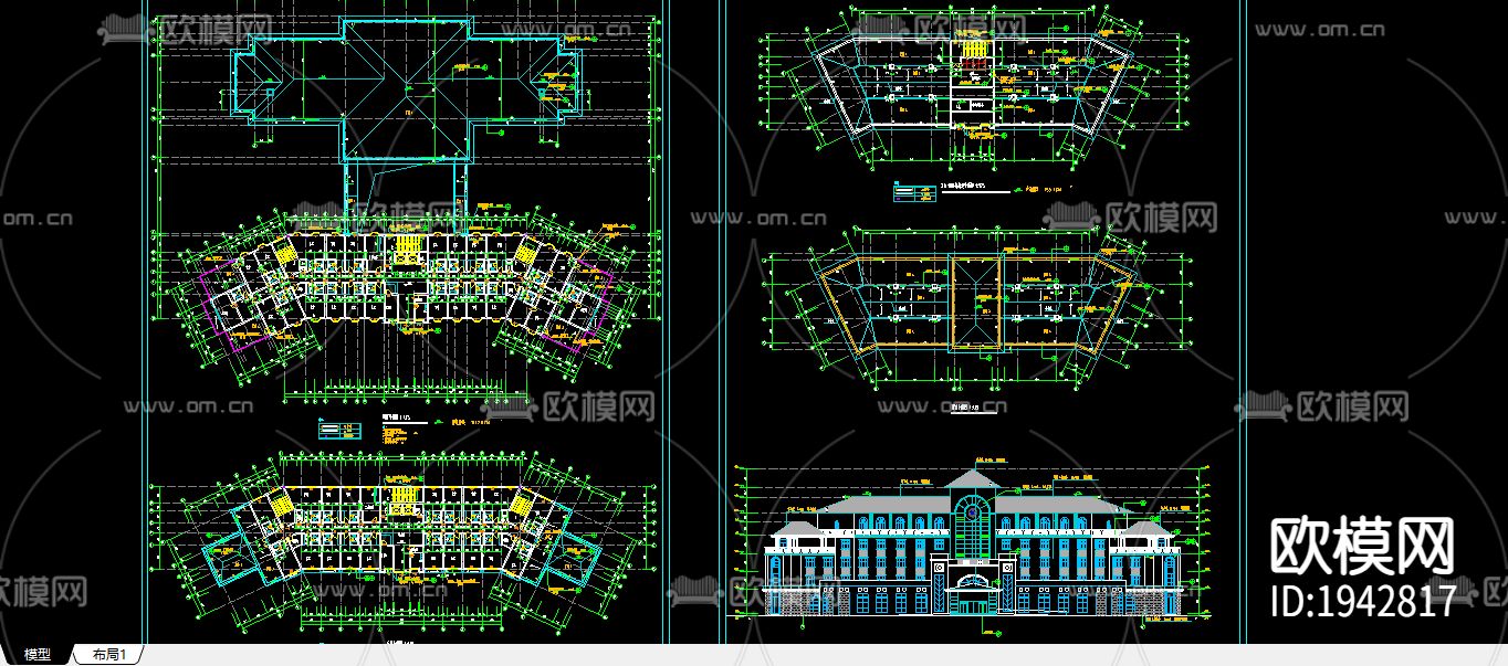 某宾馆cad施工图下载（渲染图2）
