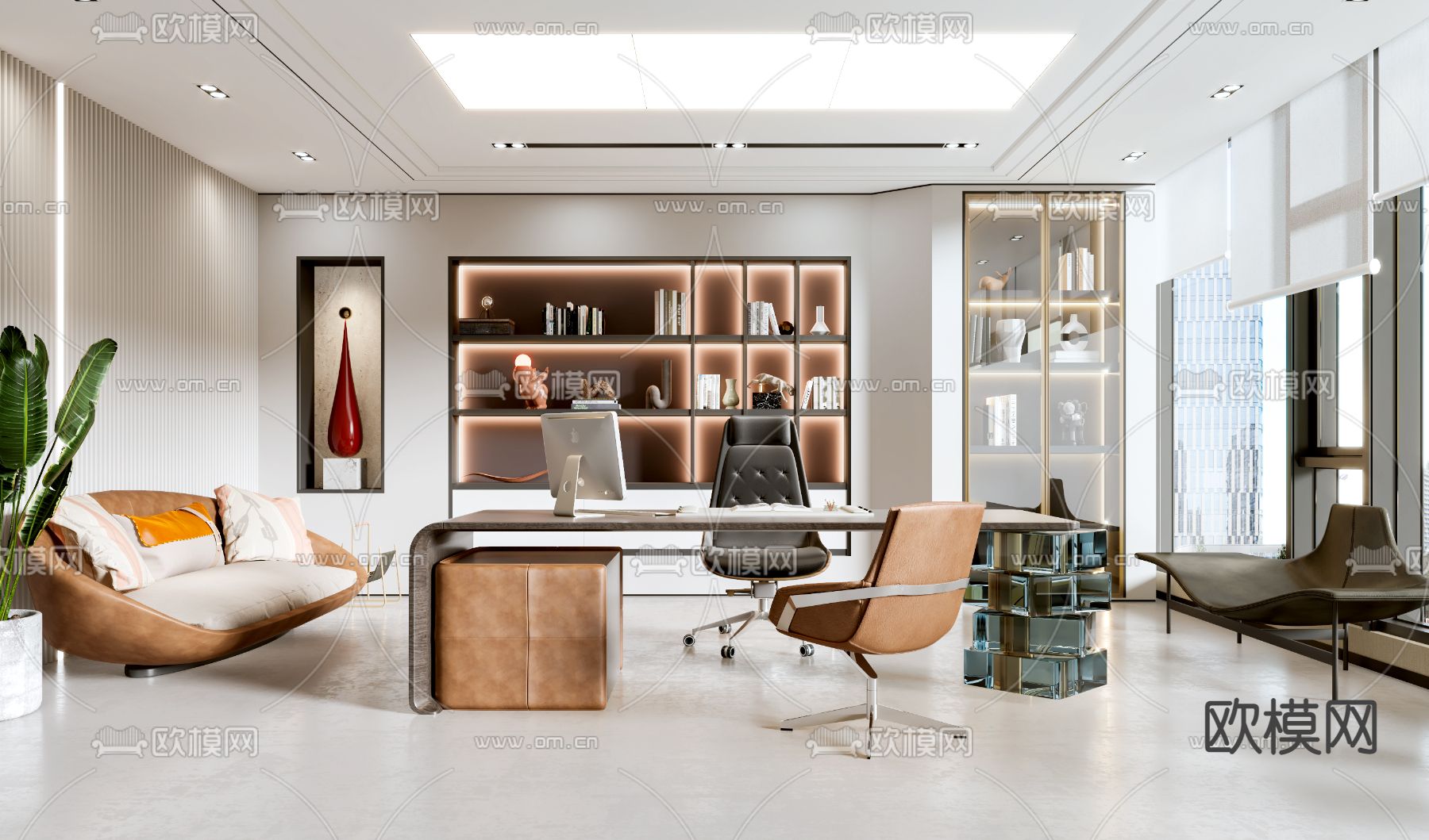 现代总经理办公室3d模型下载