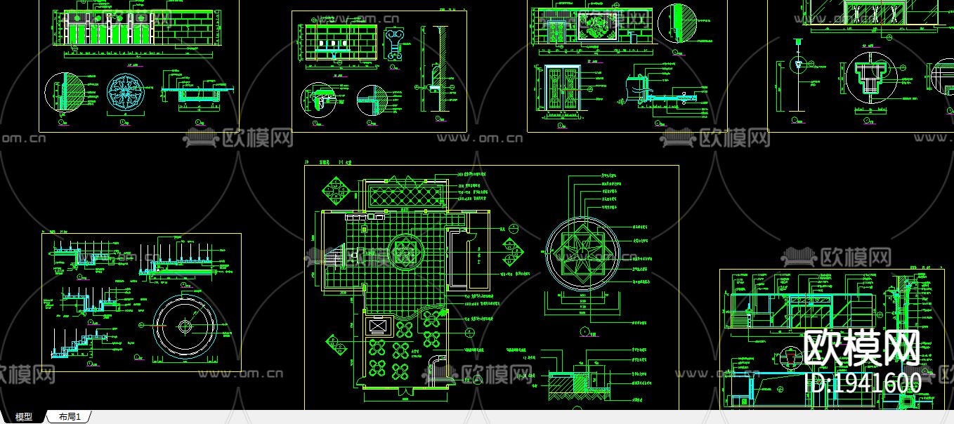 某宾馆大堂cad施工图下载（渲染图2）
