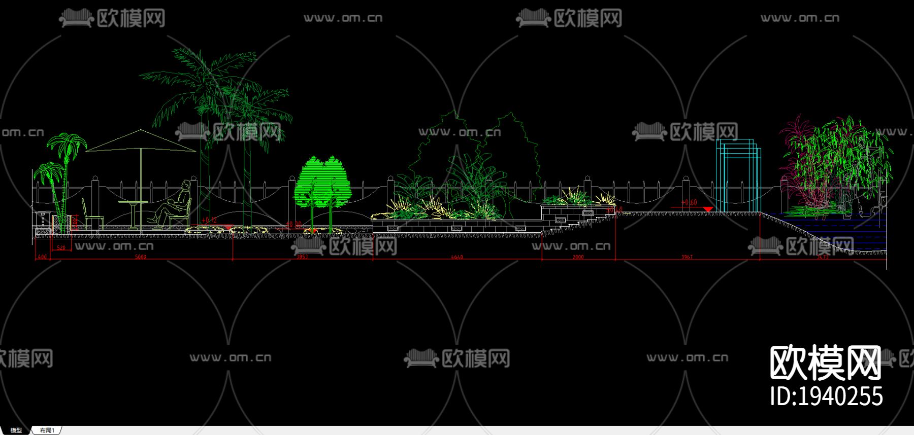 别墅区的景观设计图下载（渲染图1）