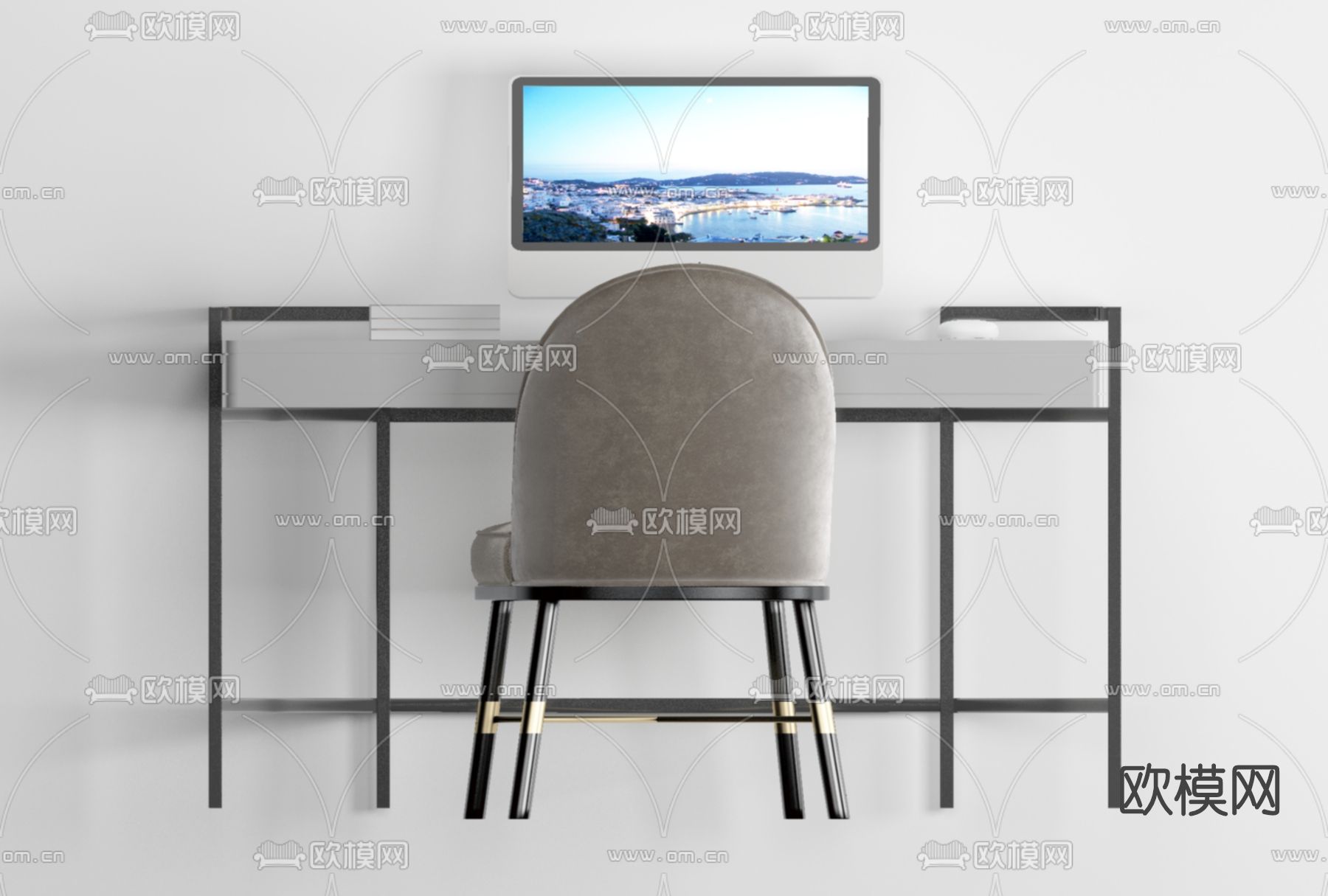 现代书桌椅免费3d模型下载