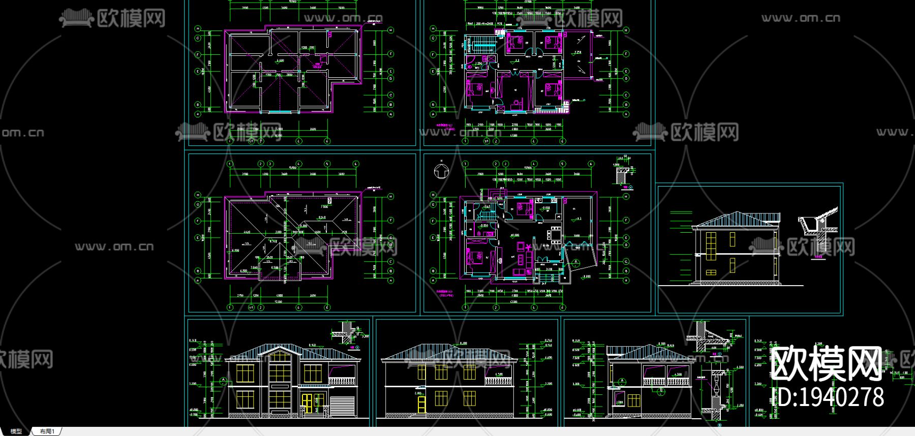 农村民居施工图下载（渲染图2）