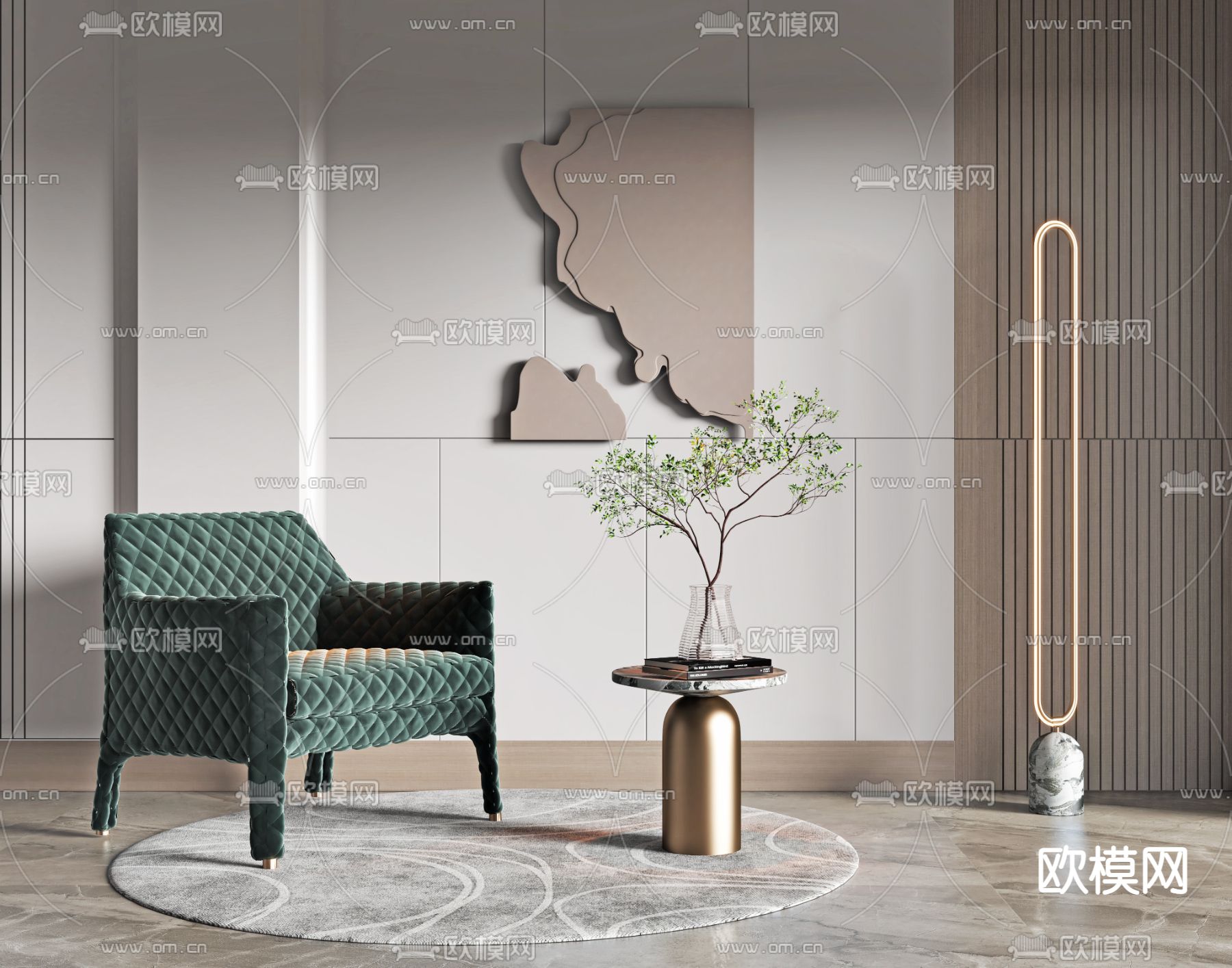 简欧布艺休闲椅3d模型下载