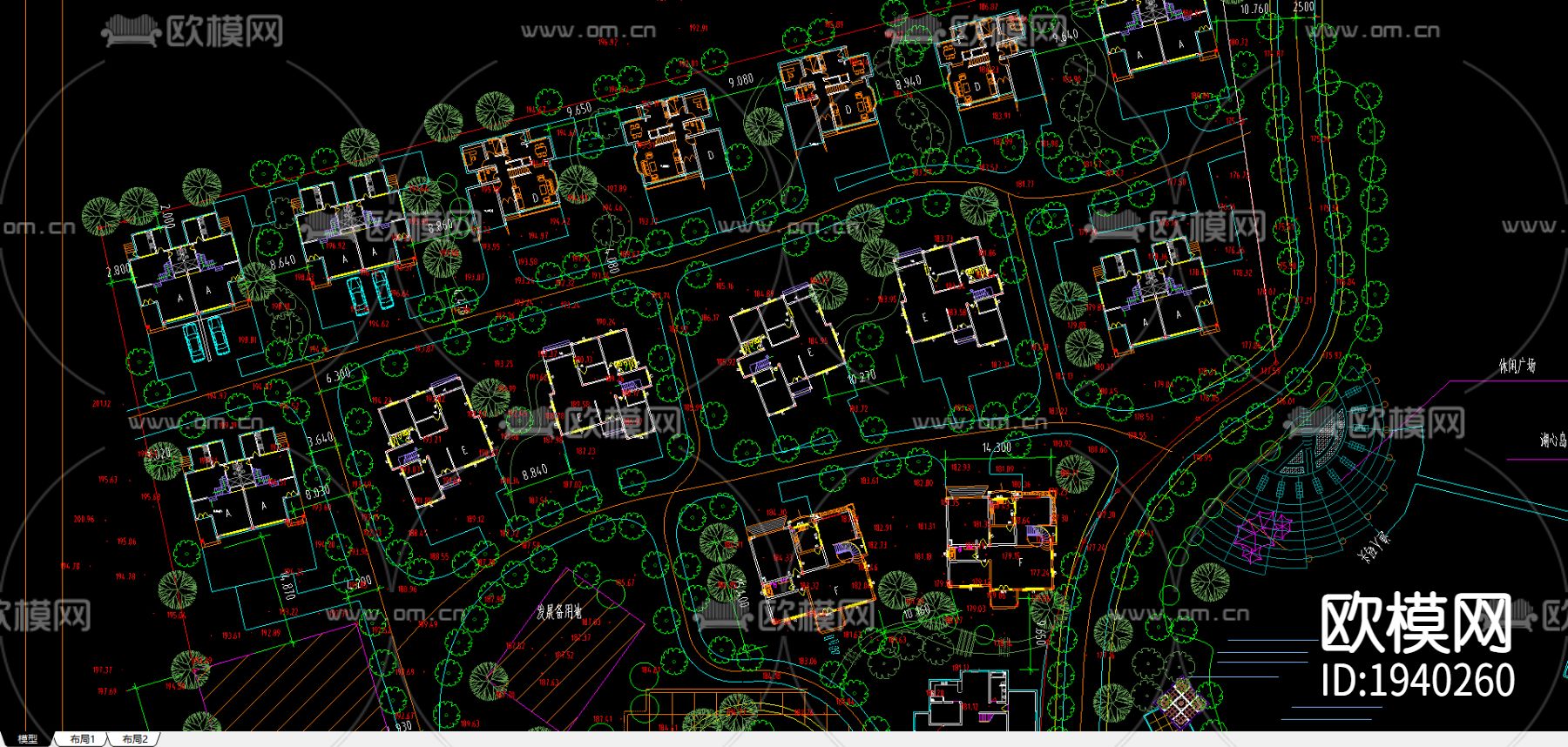 别墅区规划总图及景观设计下载（渲染图2）
