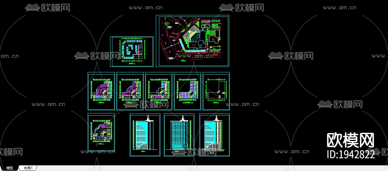 某宾馆cad施工图下载（渲染图1）