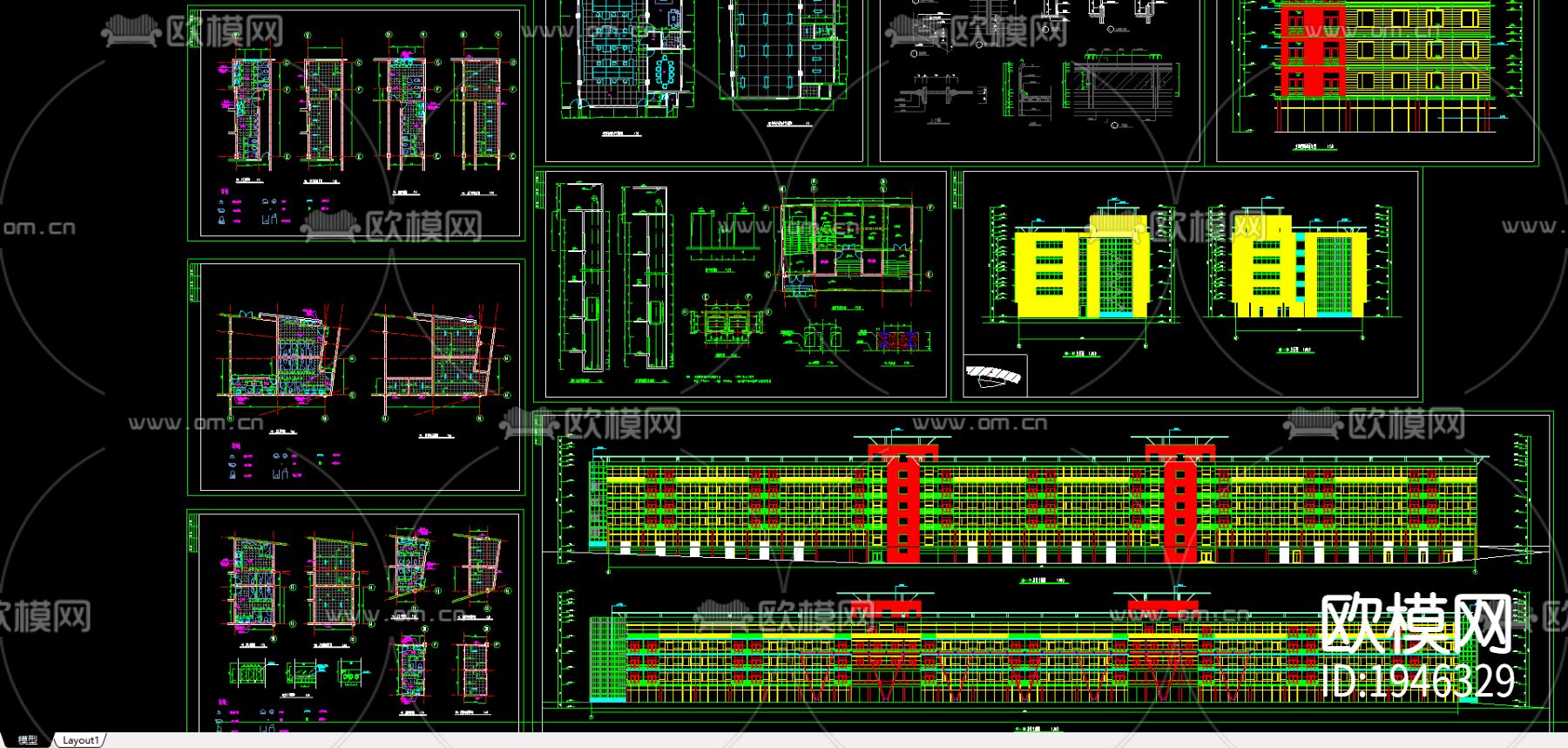 大型办公式酒店cad施工图下载（渲染图2）