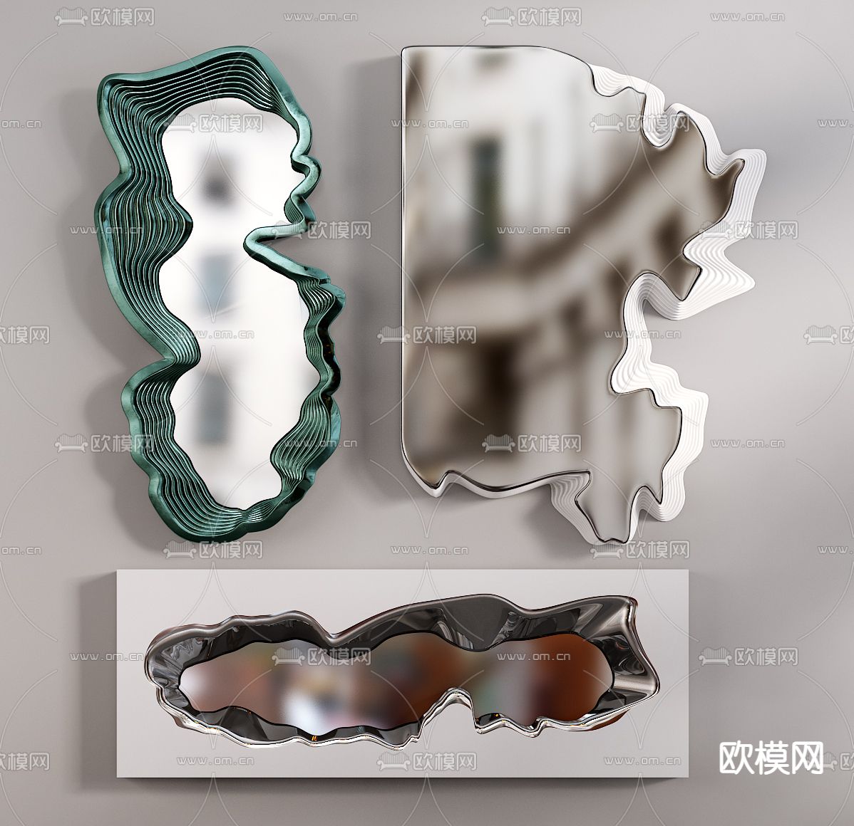 现代异形装饰镜3d模型下载