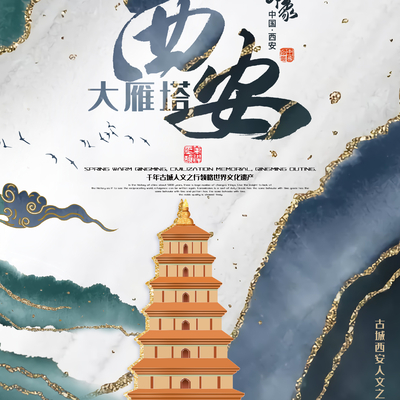  古风国潮城市地标海报 