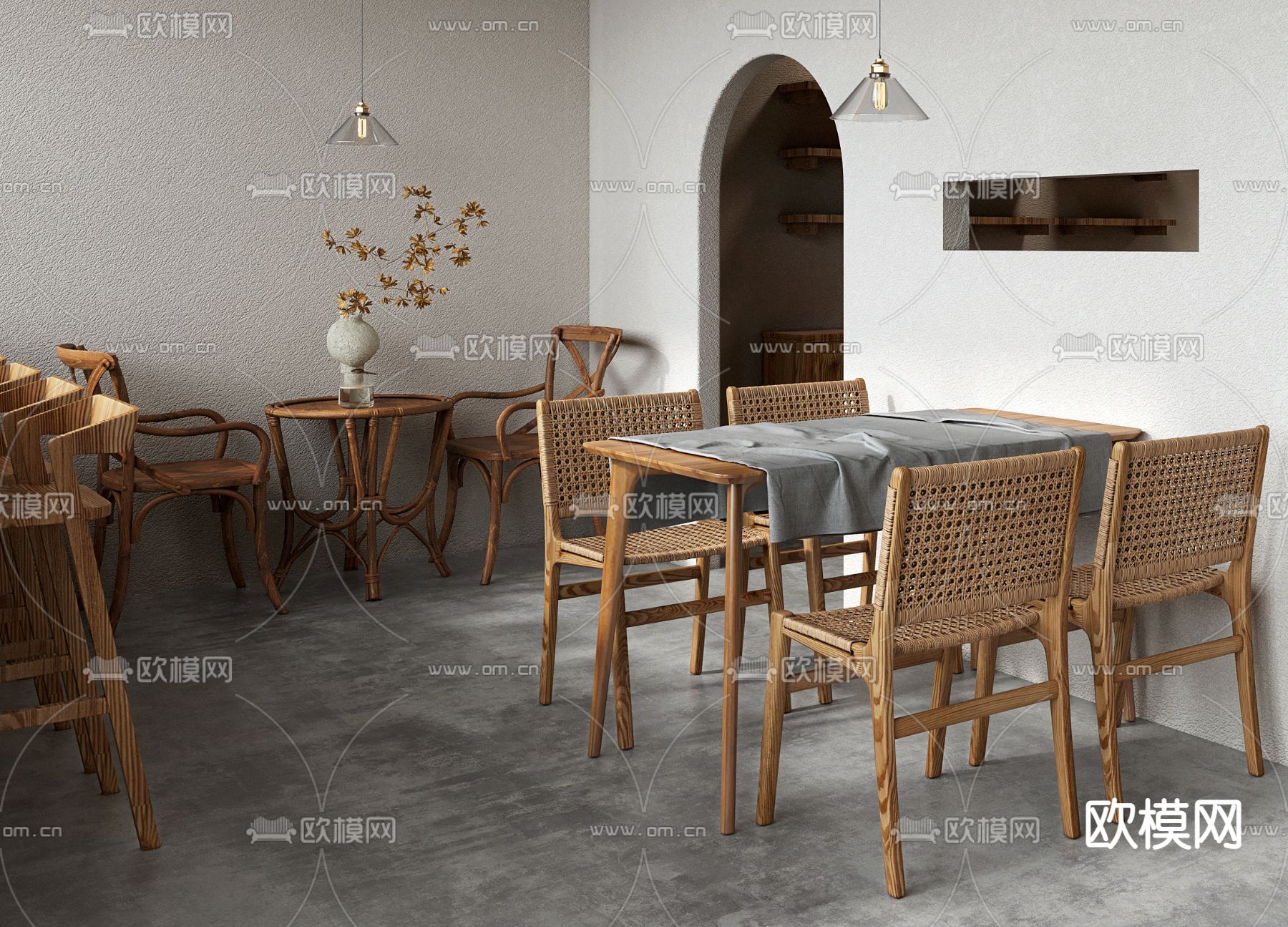 侘寂风甜品奶茶店3d模型下载（渲染图4）