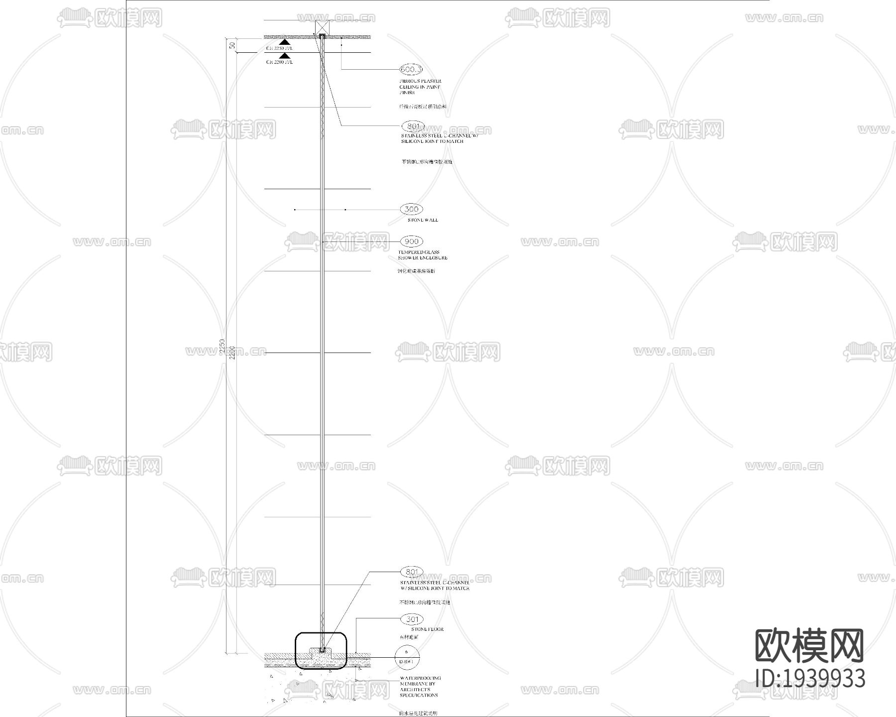 淋浴房大样大样CAD施工图下载（渲染图3）