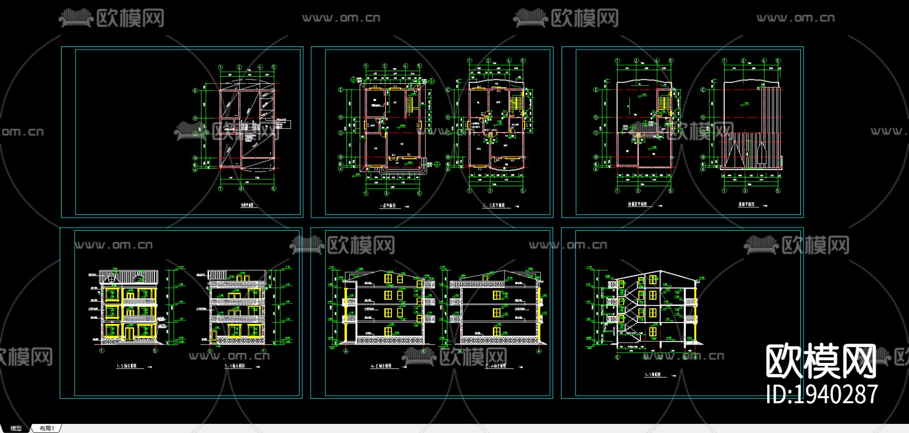 新农村住宅设计方案下载（渲染图2）