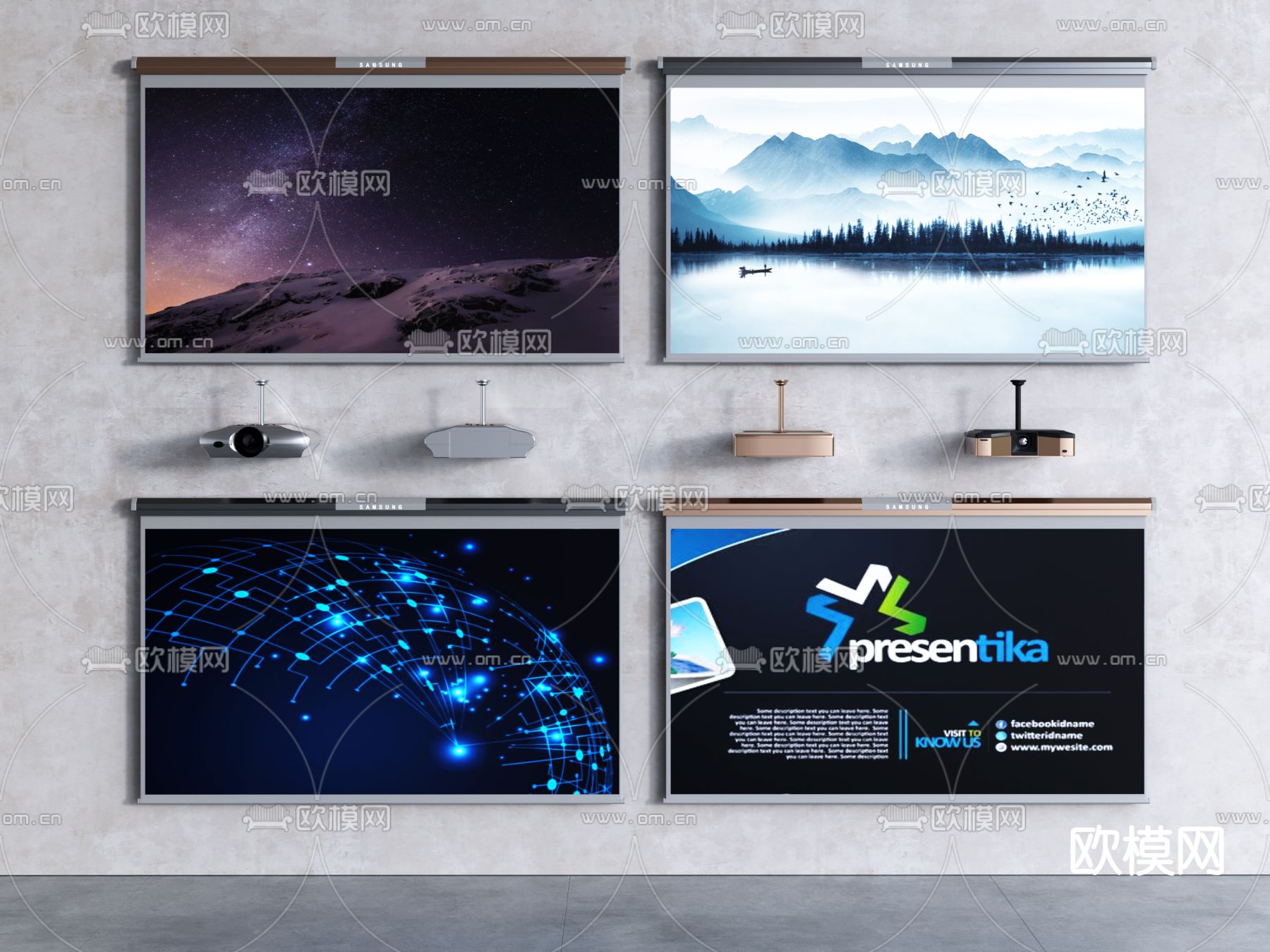 现代投影仪屏幕3d模型下载