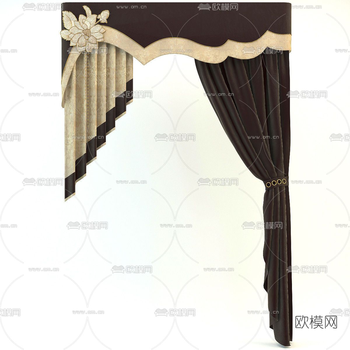 简欧窗帘免费3d模型