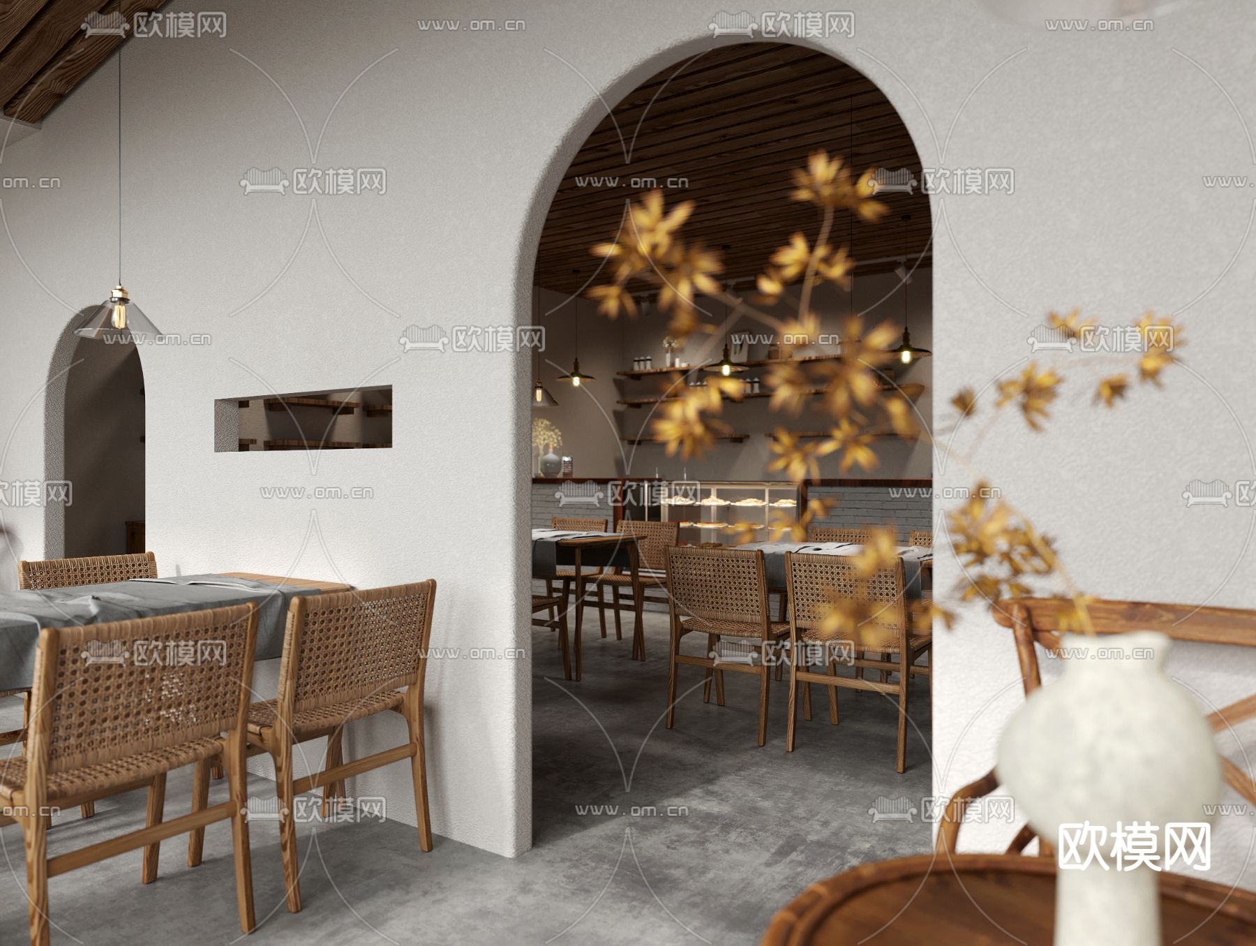 侘寂风甜品奶茶店3d模型下载（渲染图3）