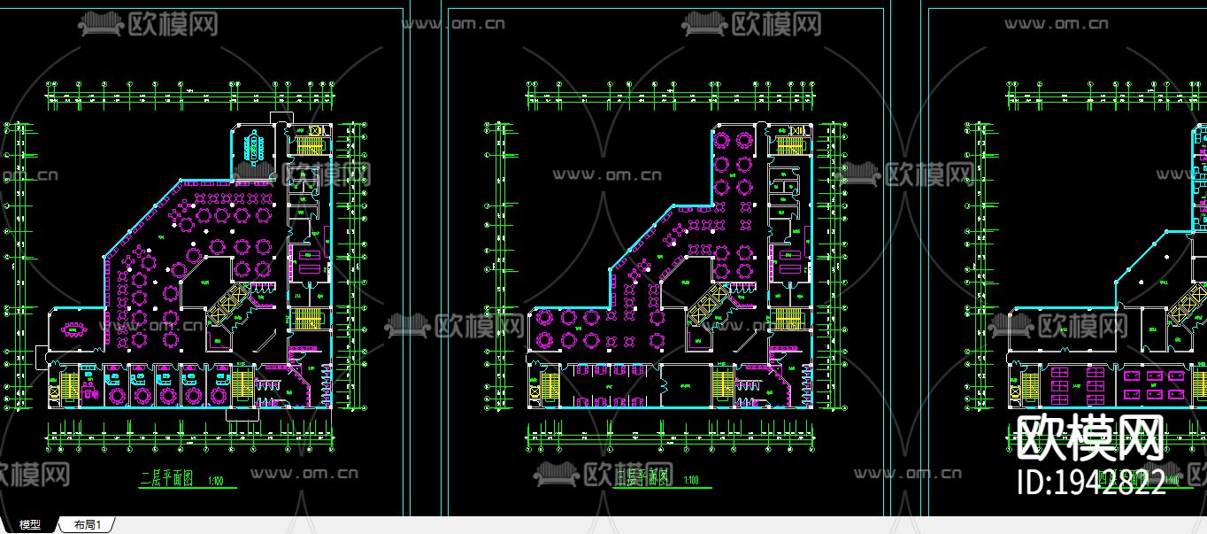 某宾馆cad施工图下载（渲染图3）