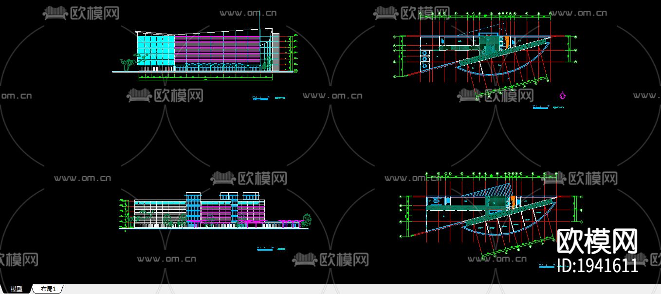 某宾馆cad施工图下载（渲染图1）
