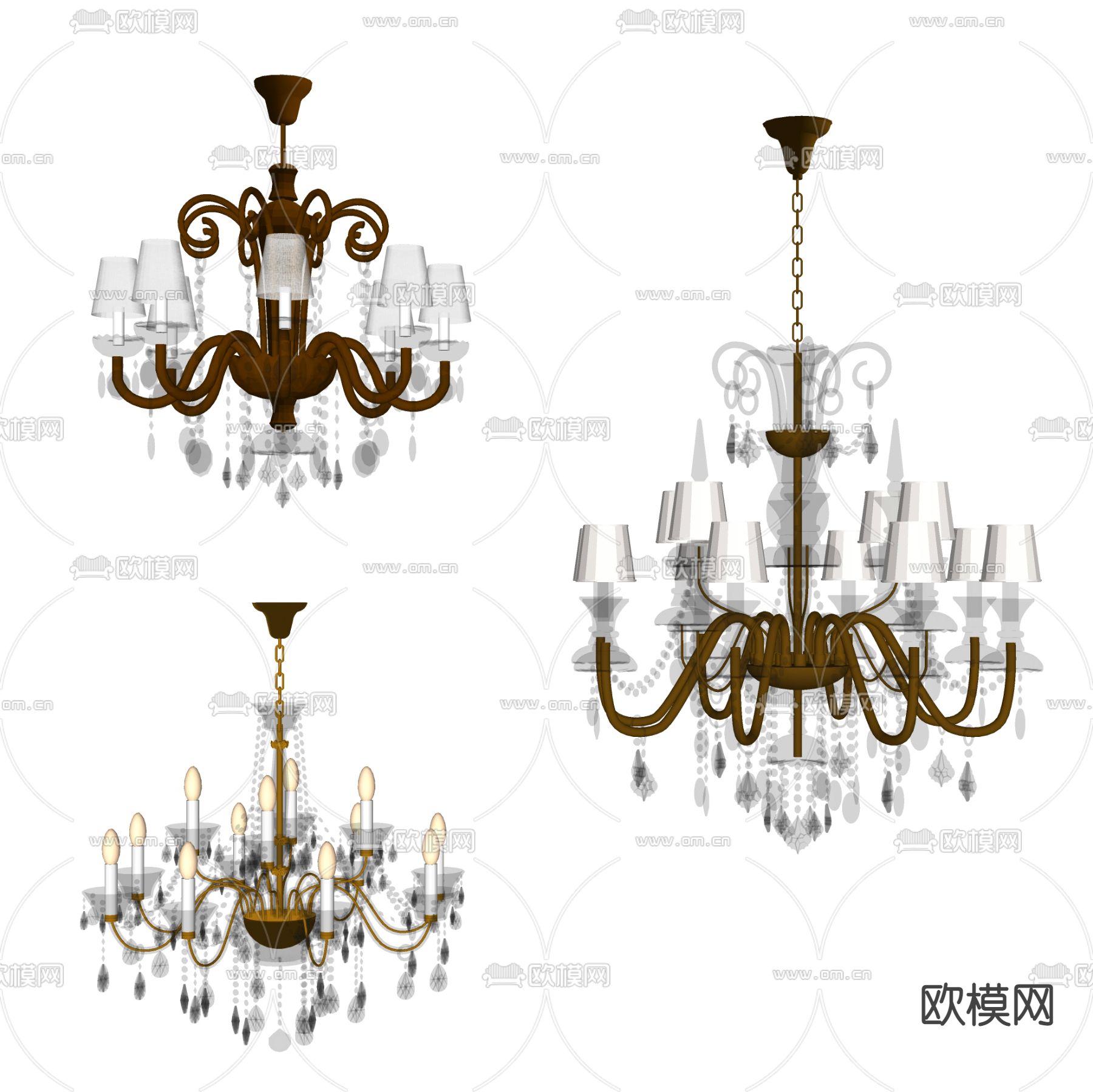 欧式吊灯su模型下载（渲染图2）