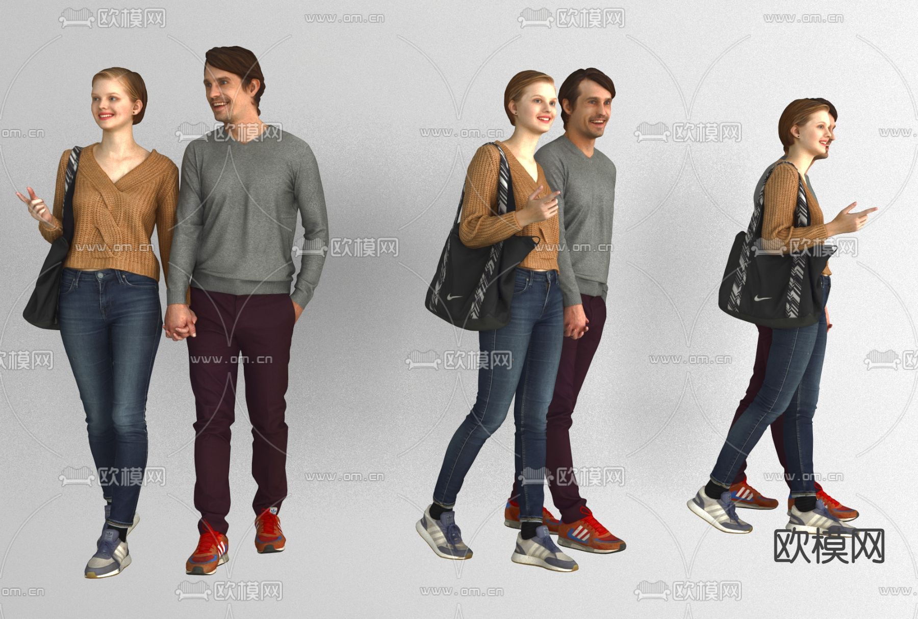 现代情侣人物免费3d模型下载