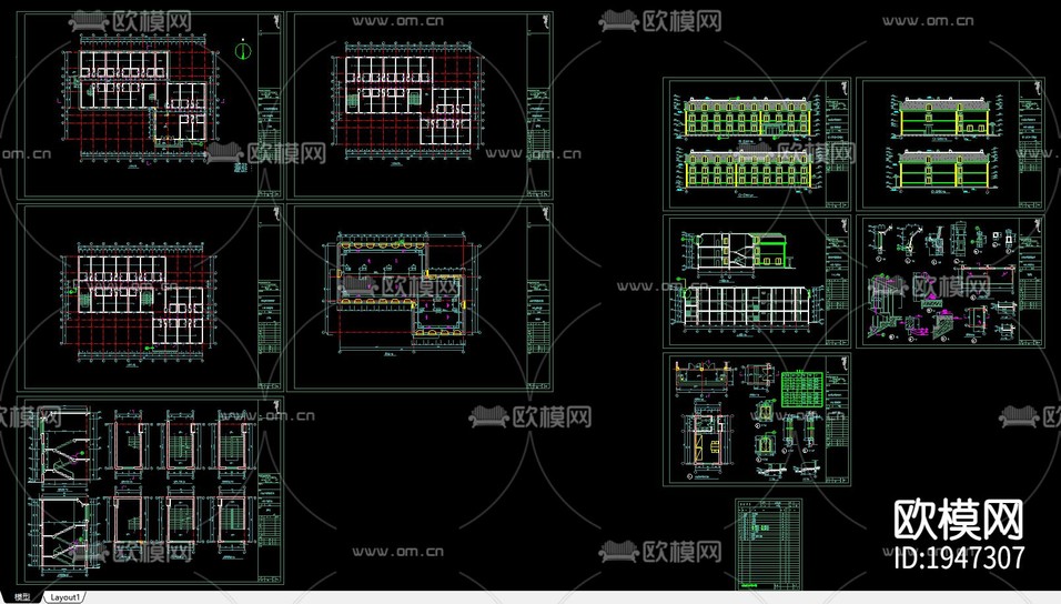 員工宿舍cad施工圖下載(渲染圖1)