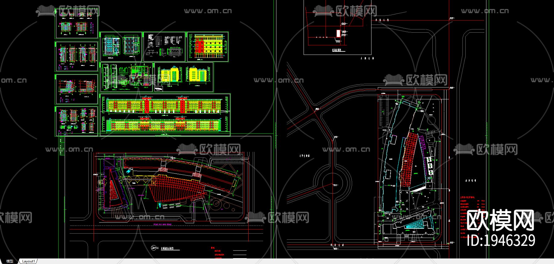 大型办公式酒店cad施工图下载（渲染图1）